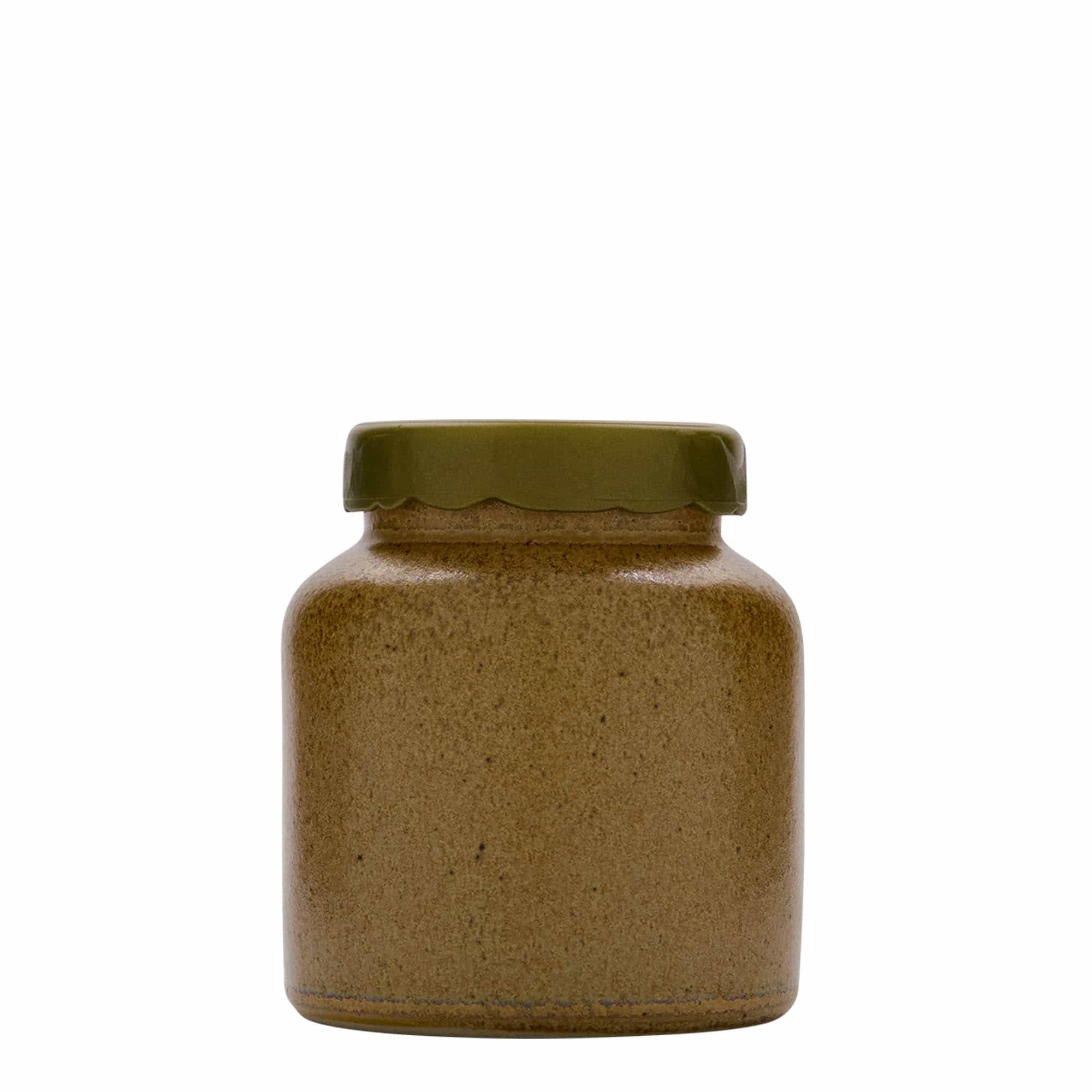 Kameninový hrnec 270 ml, keramika, hnědý krystal, uzávěr: nasazovací víko