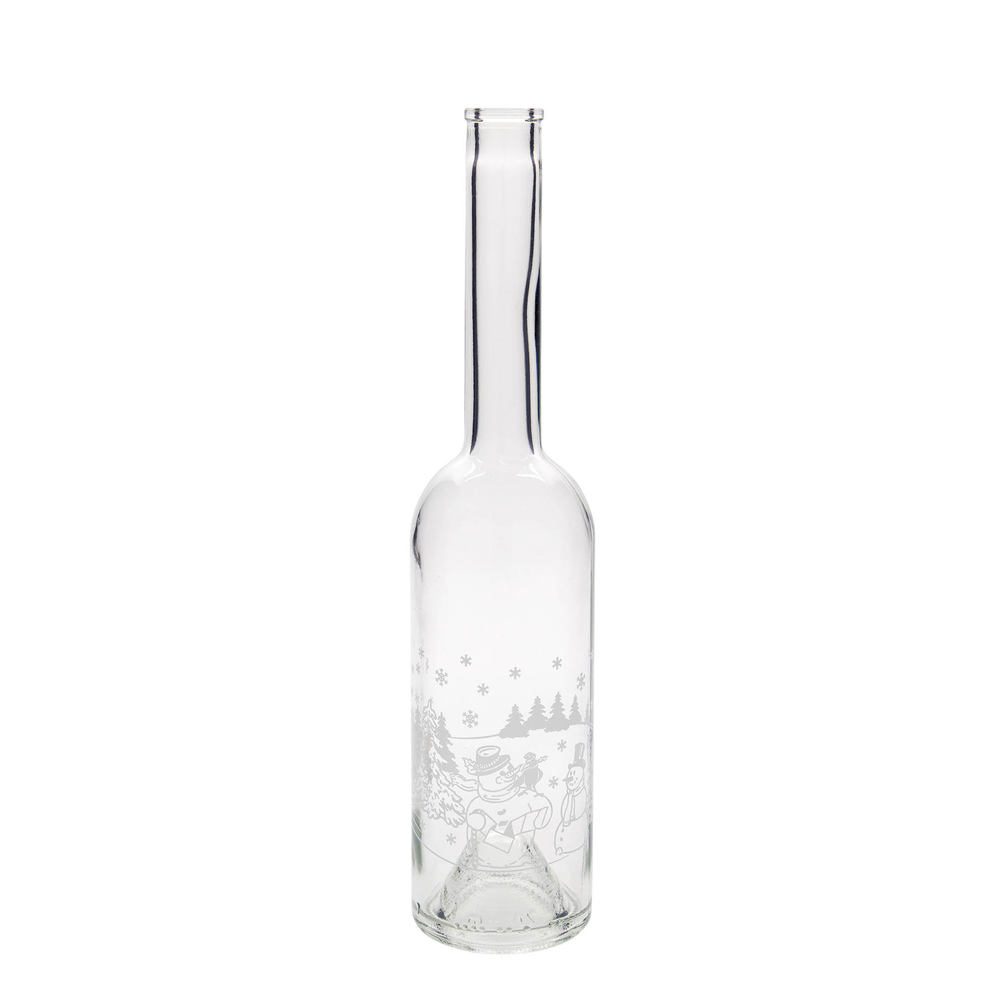 500 ml skleněná láhev 'Opera', motiv: láhev sněhuláka, hrdlo: korek