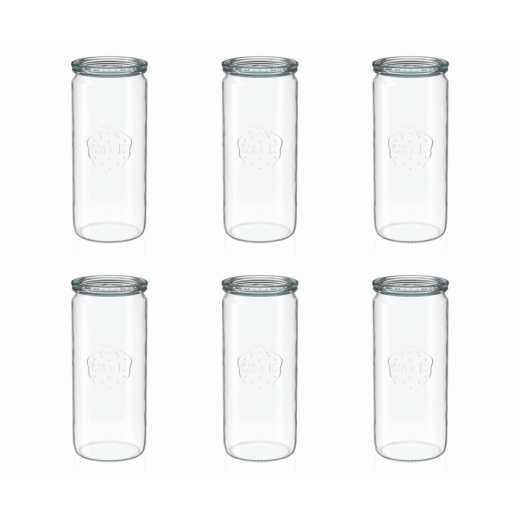 6x 1040 ml WECK válcová sklenice se skleněným víčkem RR 80