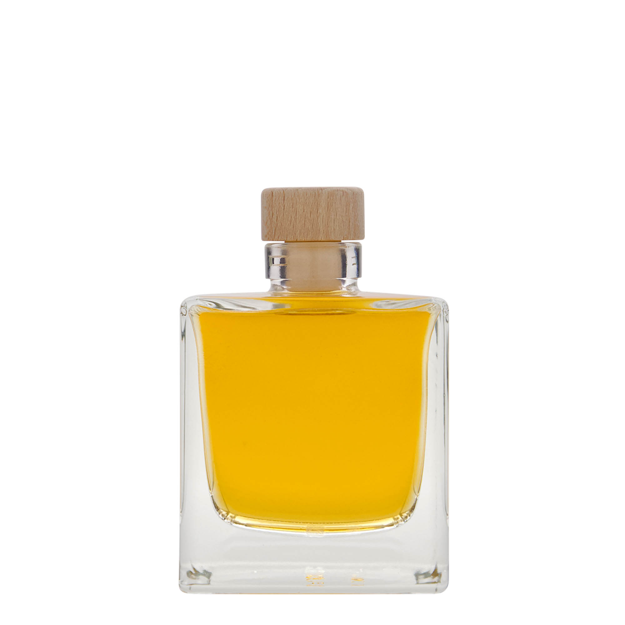 200 ml skleněná láhev „Cube“, čtvercová, hrdlo: korek