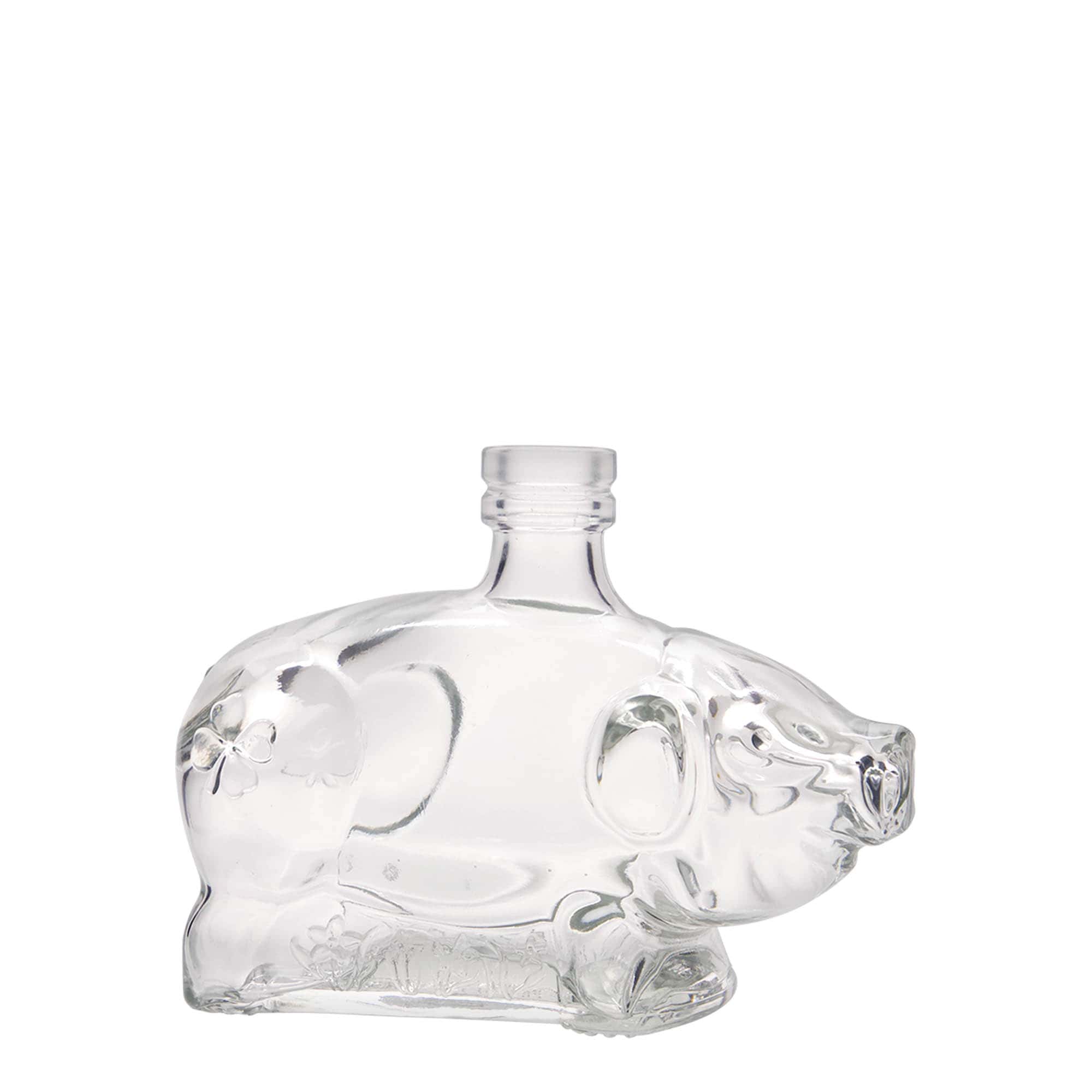 200 ml skleněná láhev 'Štěstí prasátko', hrdlo: korek