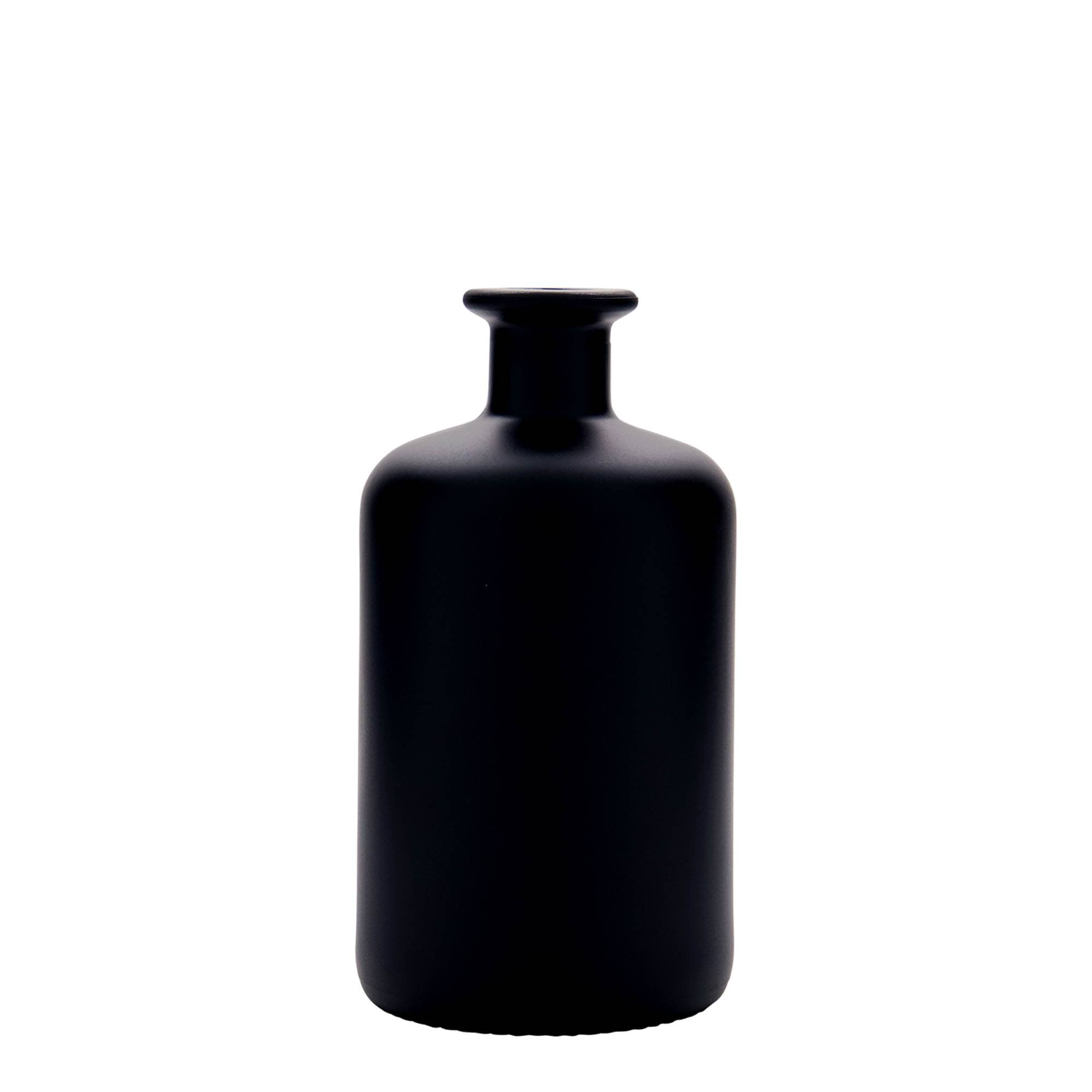500 ml skleněná láhev lékárníka, černá, hrdlo: korek