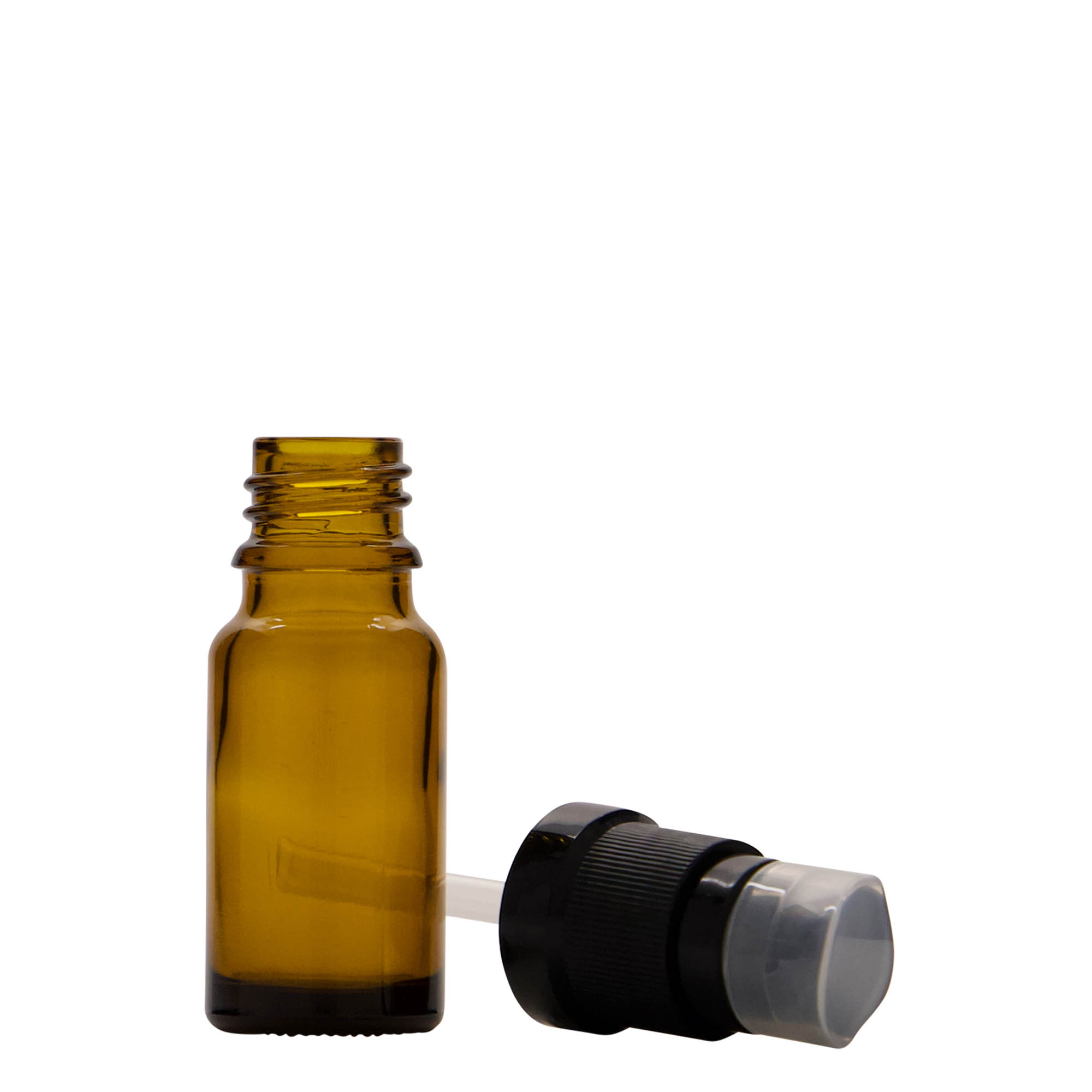 10 ml lékovka s dávkovačem na lotion, sklo, hnědá, hrdlo: DIN 18