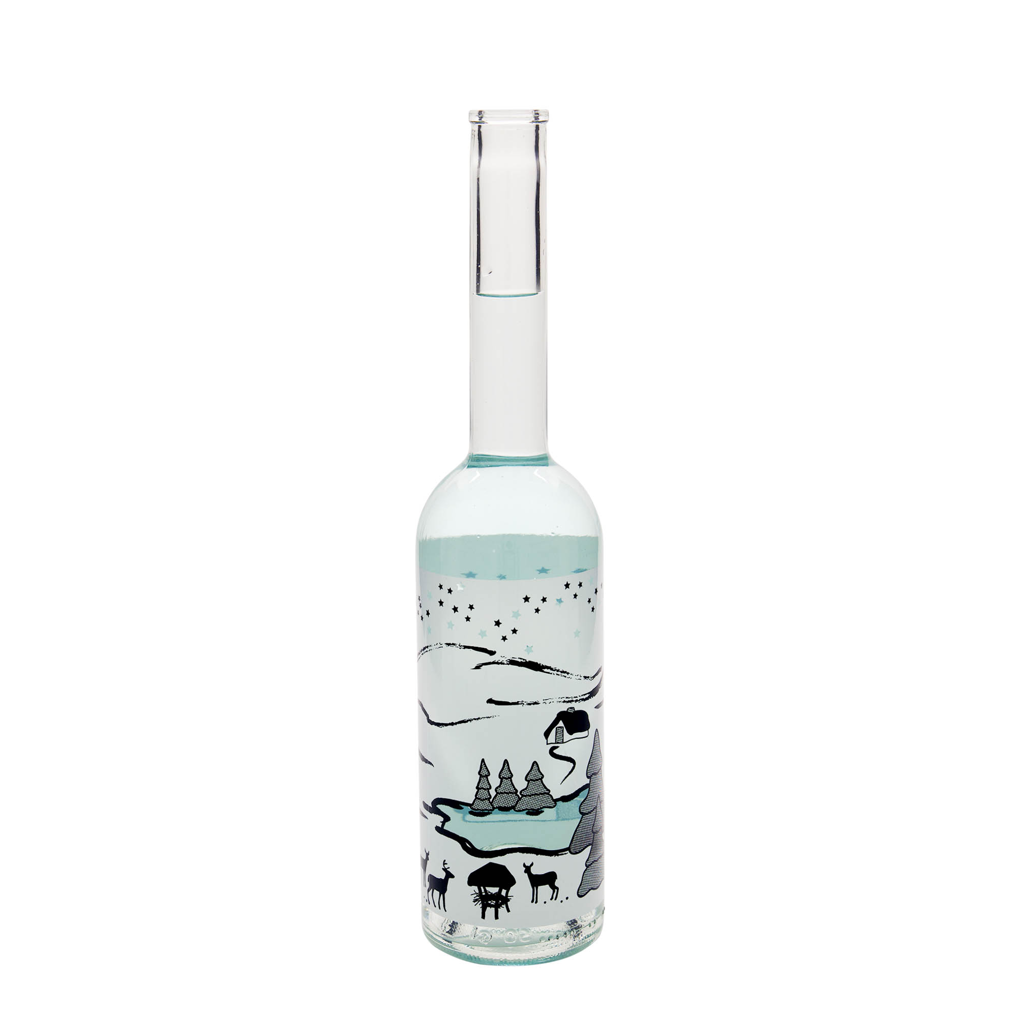 500 ml skleněná láhev 'Opera', motiv: Wintertraum-Bianco, hrdlo: korek