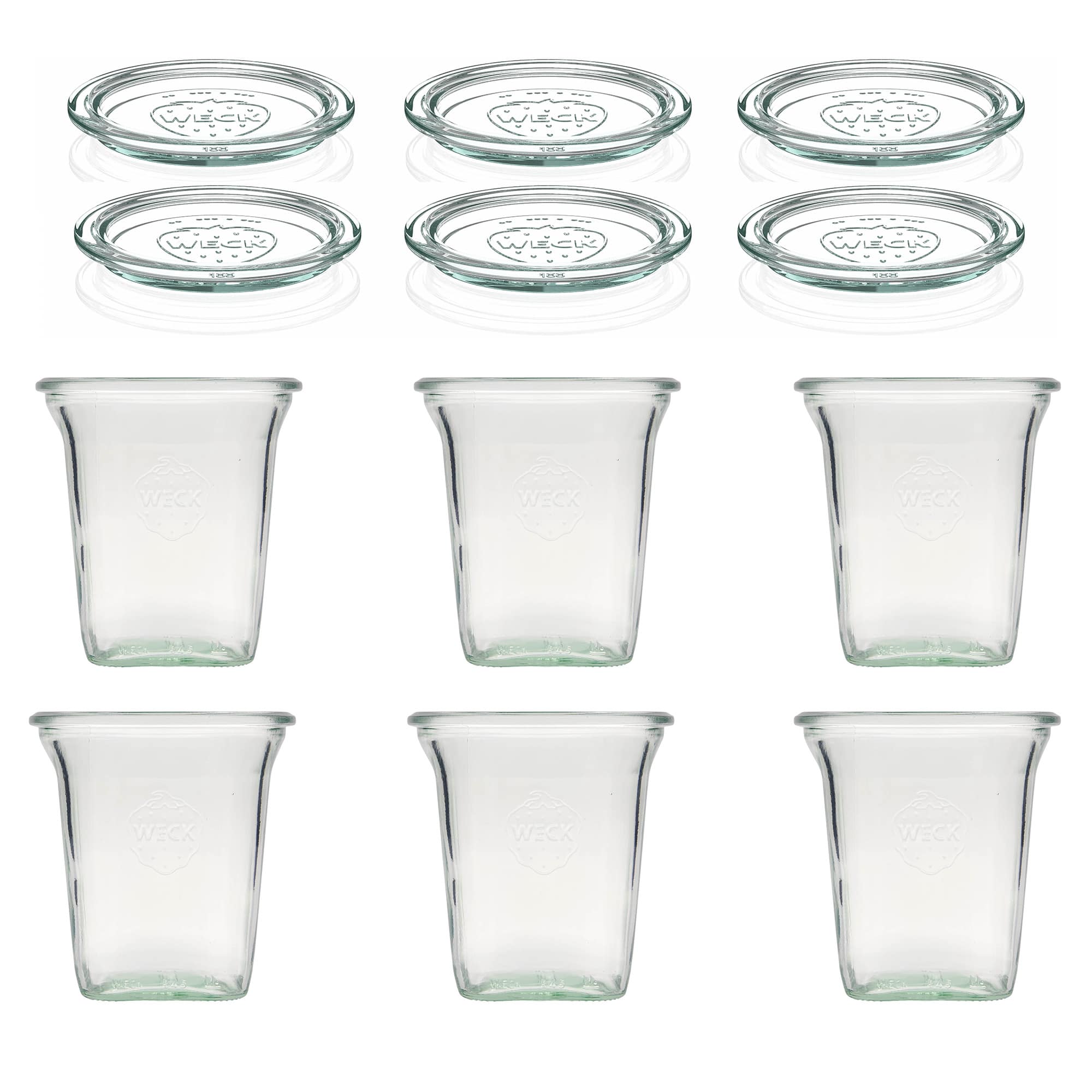 6x 545 ml WECK Quadro sklenice se skleněným víčkem RR 100
