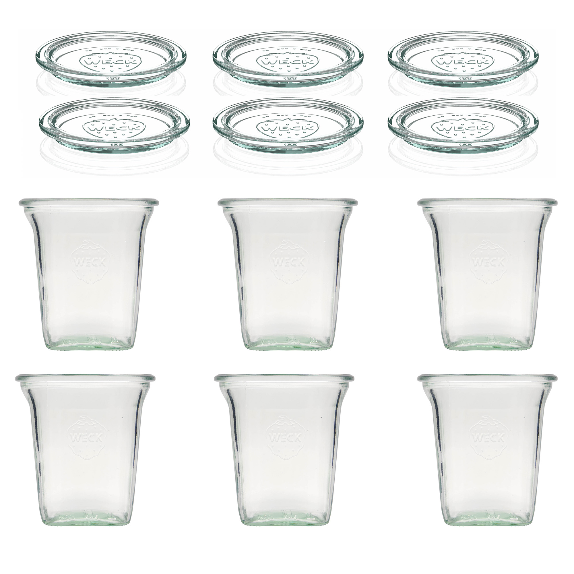 6x 545 ml WECK Quadro sklenice se skleněným víčkem RR 100