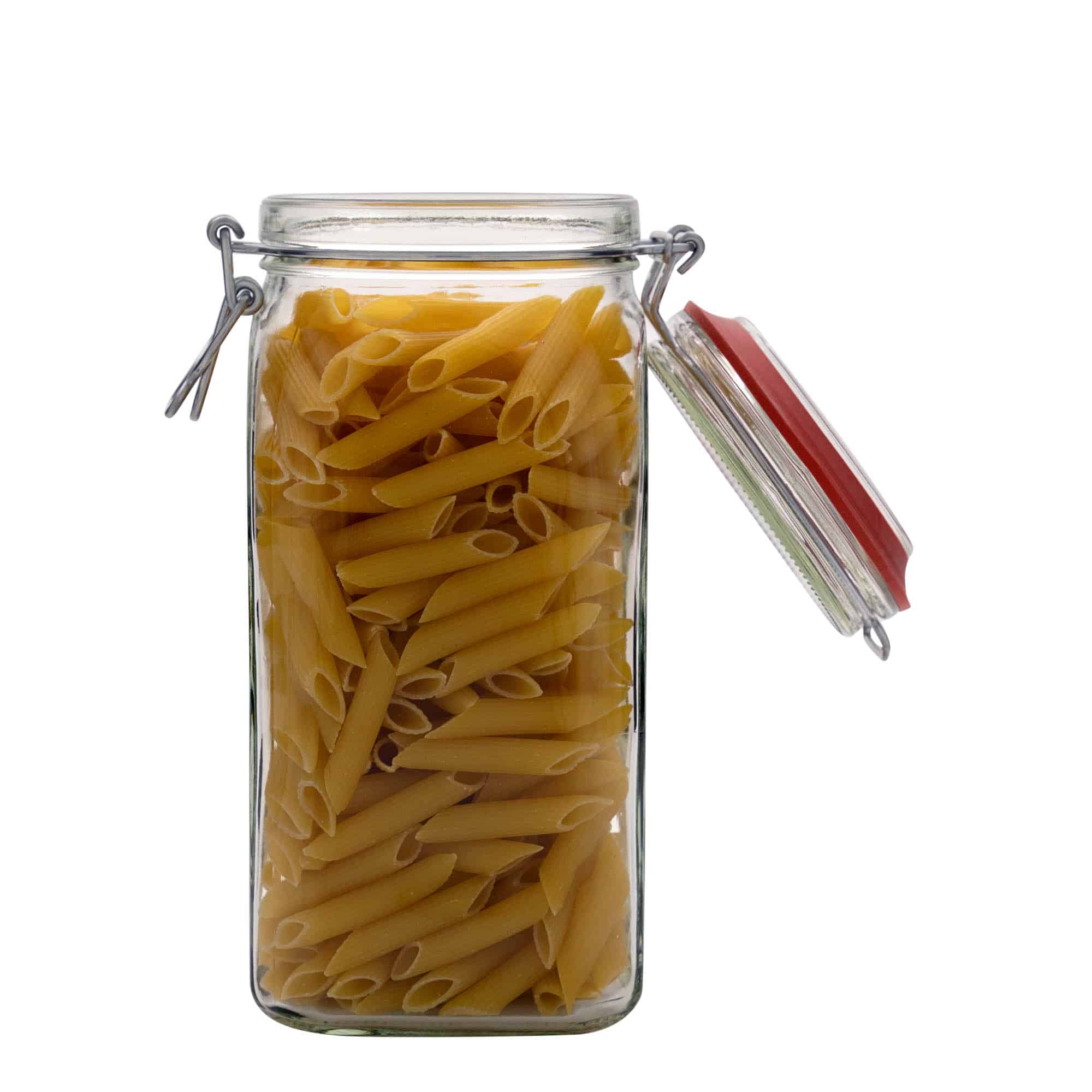 Sklenice s drátěným uzávěrem 1540 ml, čtvercová, uzávěr: drátěný uzávěr