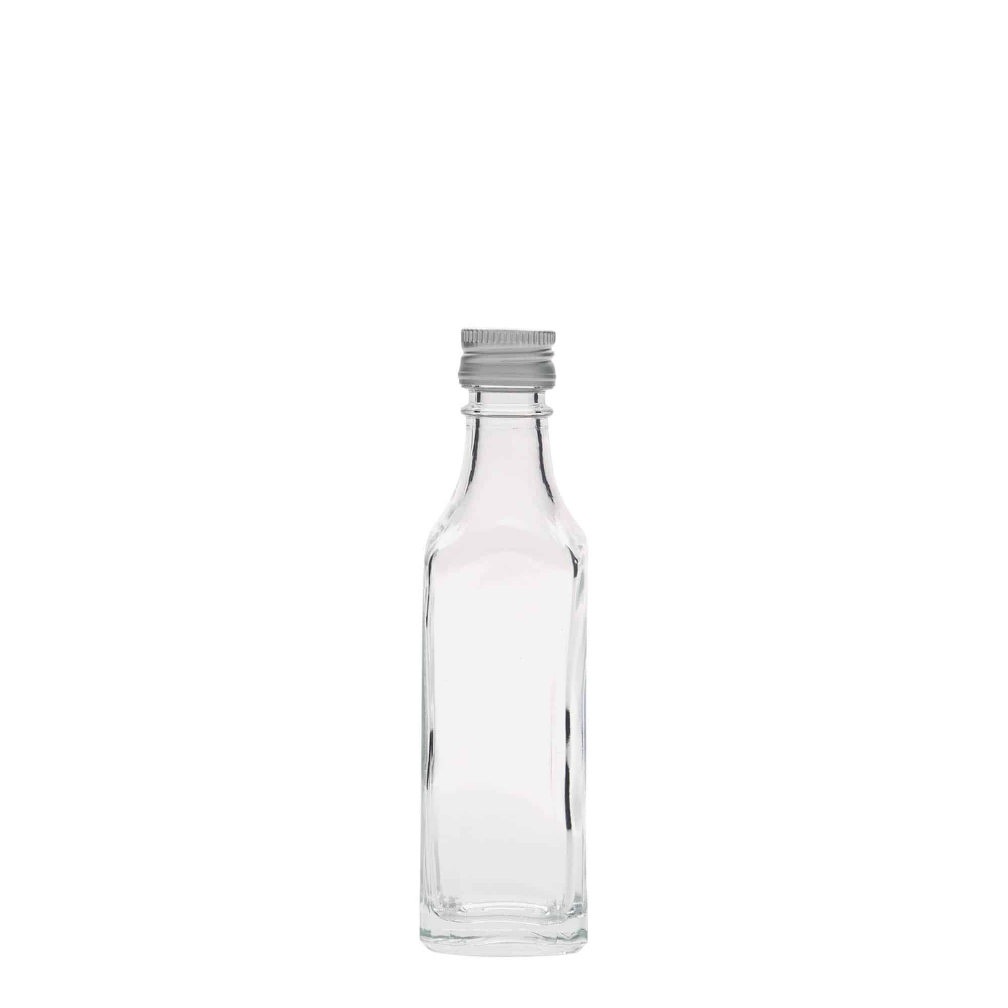 Skleněná lahev 50 ml 'Siena', čtvercová, uzávěr: PP 18