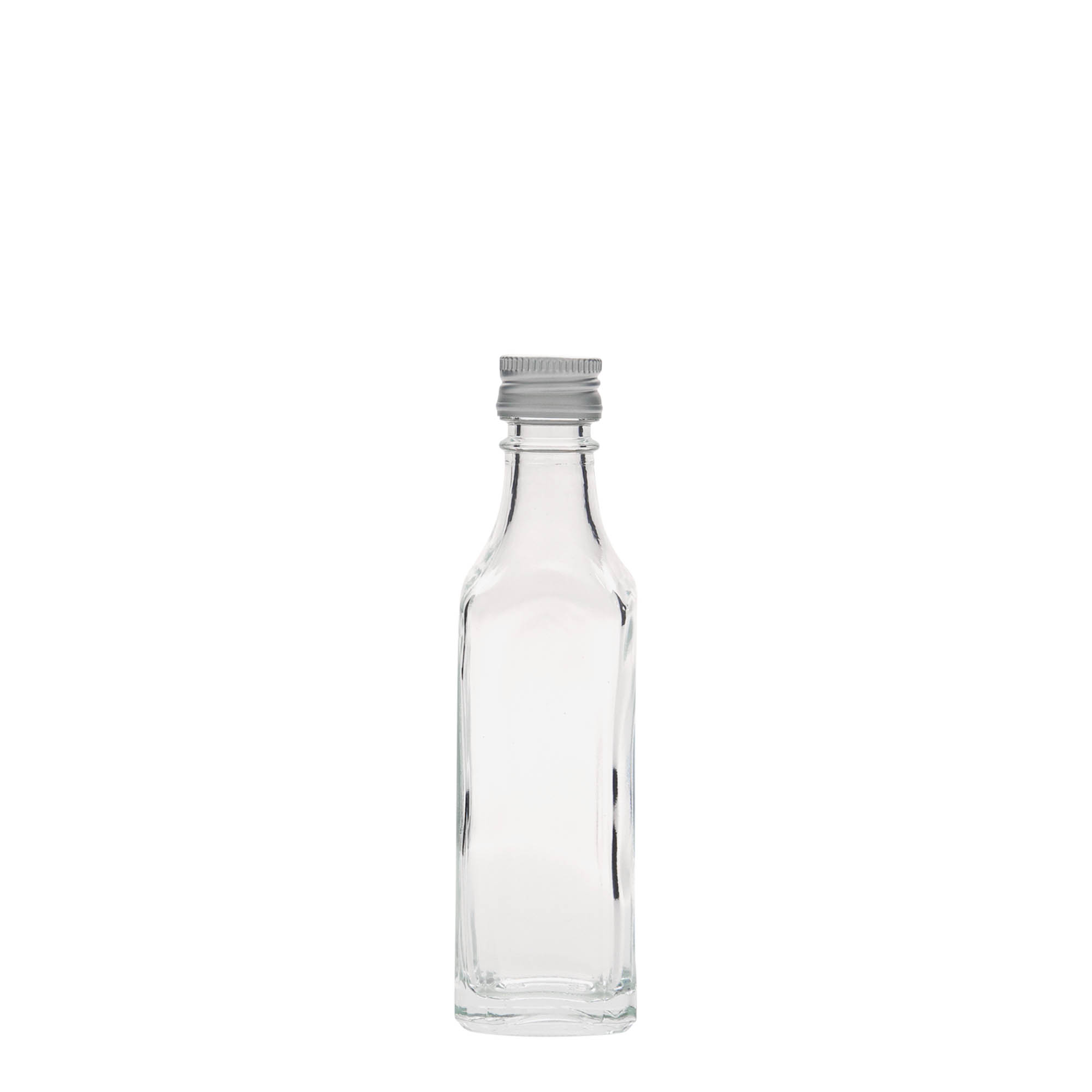 50 ml skleněná lahvička „Siena“, čtvercová, hrdlo: PP 18
