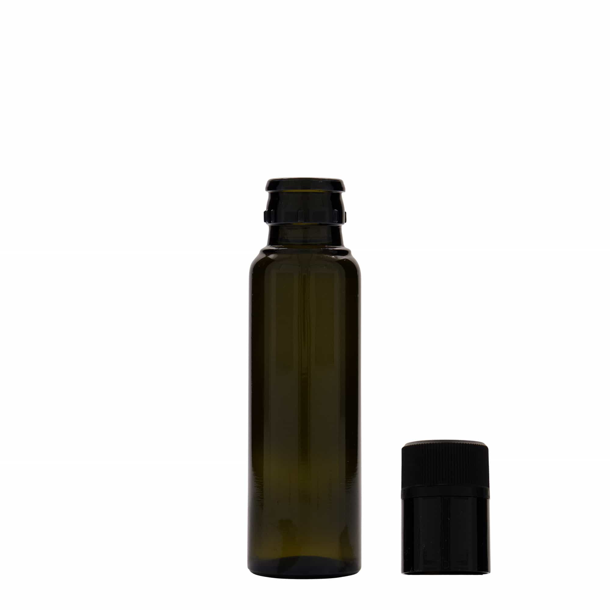 100 ml láhev na ocet/olej 'Willy New', sklo, antik zelená, hrdlo: DOP