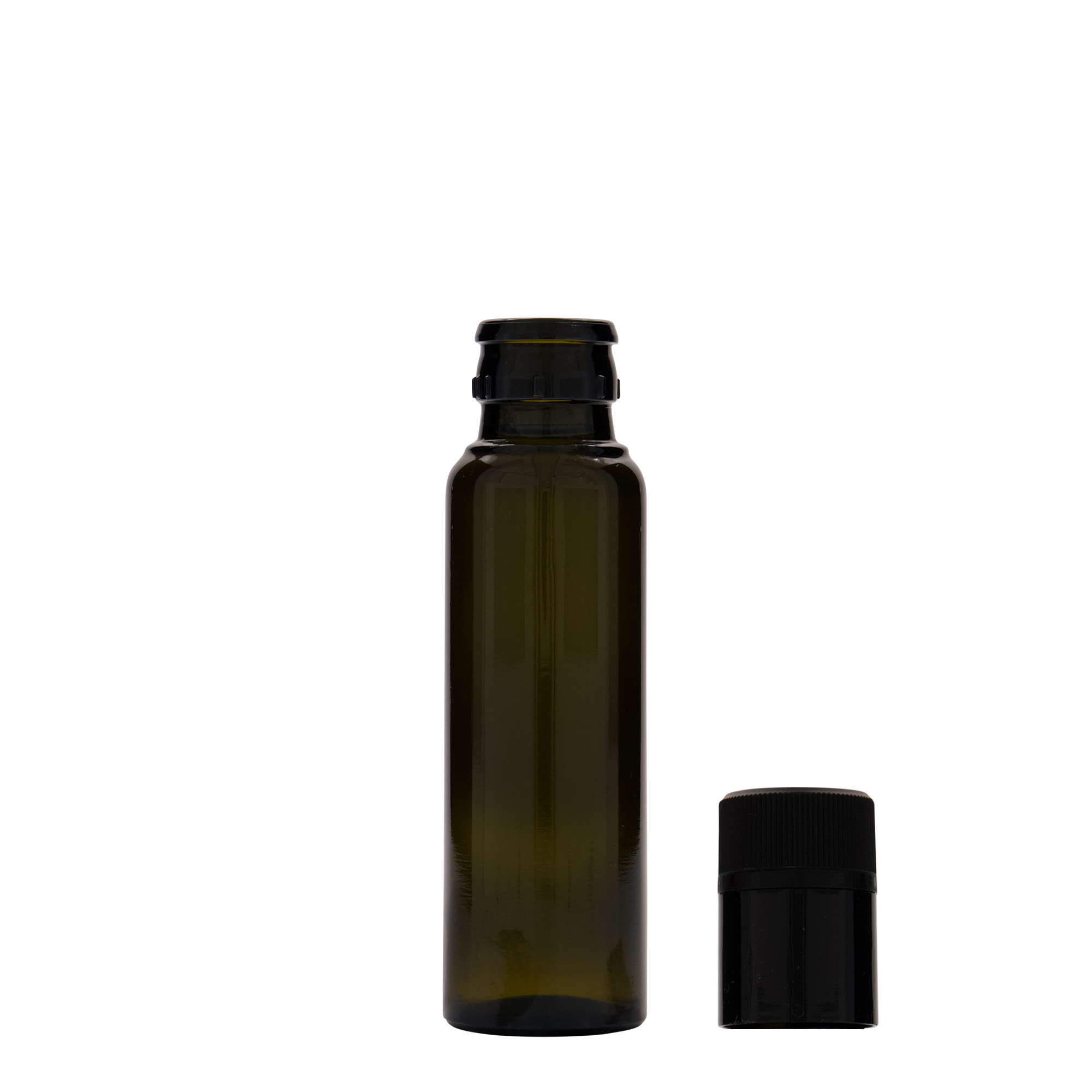 100 ml láhev na ocet/olej 'Willy New', sklo, antik zelená, hrdlo: DOP