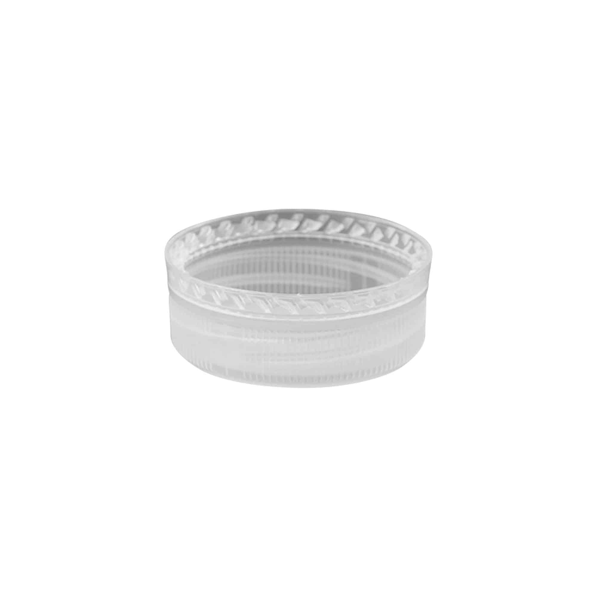 Šroubovací uzávěr s dvoucestným závitem, plast PE, bílý, pro ústí: PET 38 mm