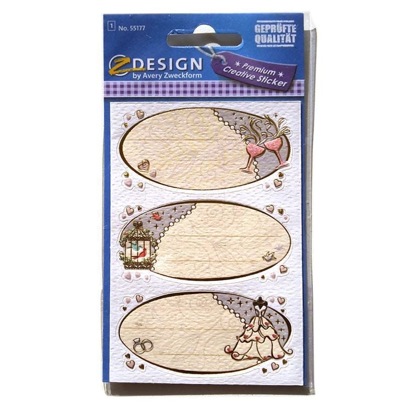 Zweckform etikety „Svatební přání“, oválné, papír, vícebarevné