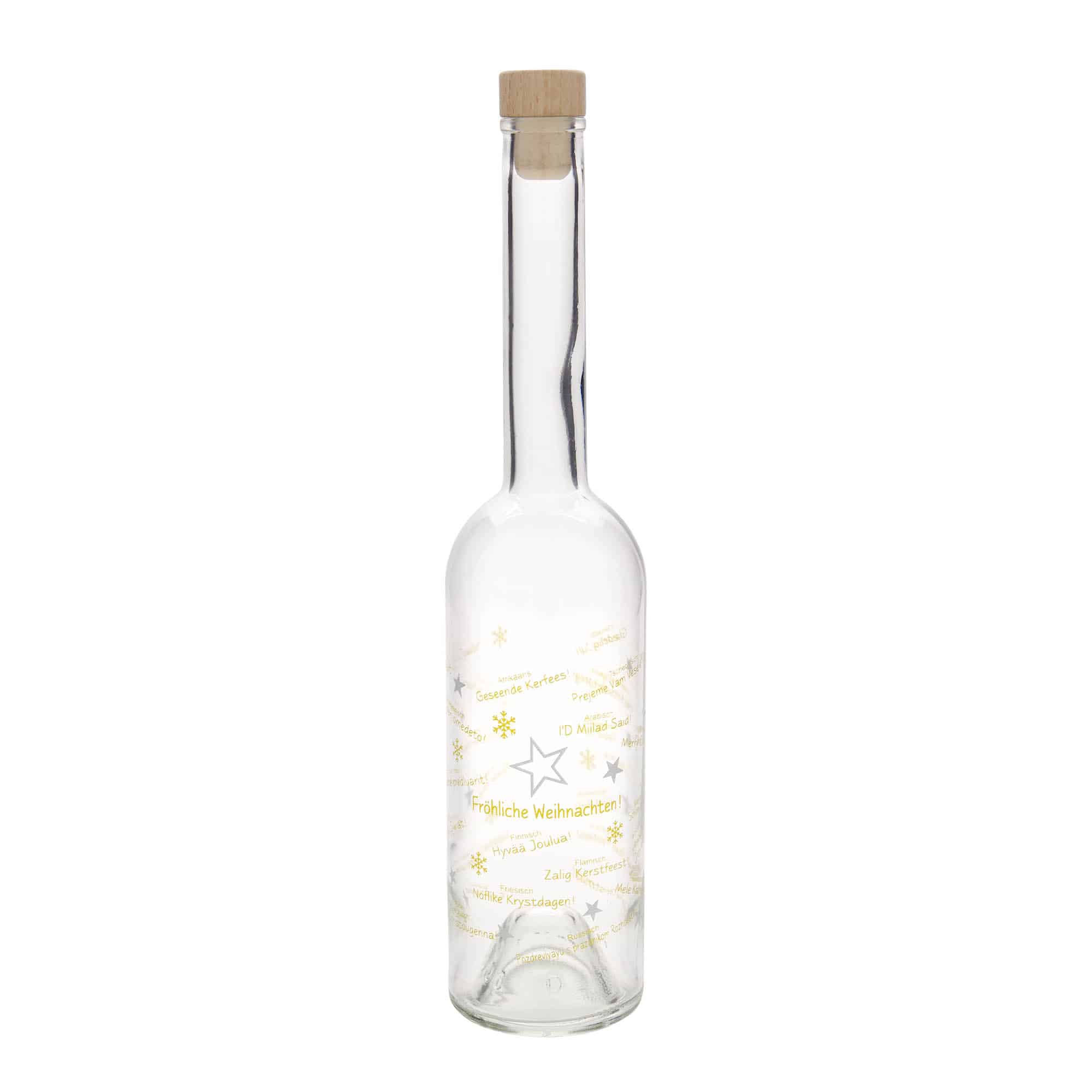 500 ml skleněná láhev „Opera“, motiv: Vánoce ve světě, hrdlo: korek