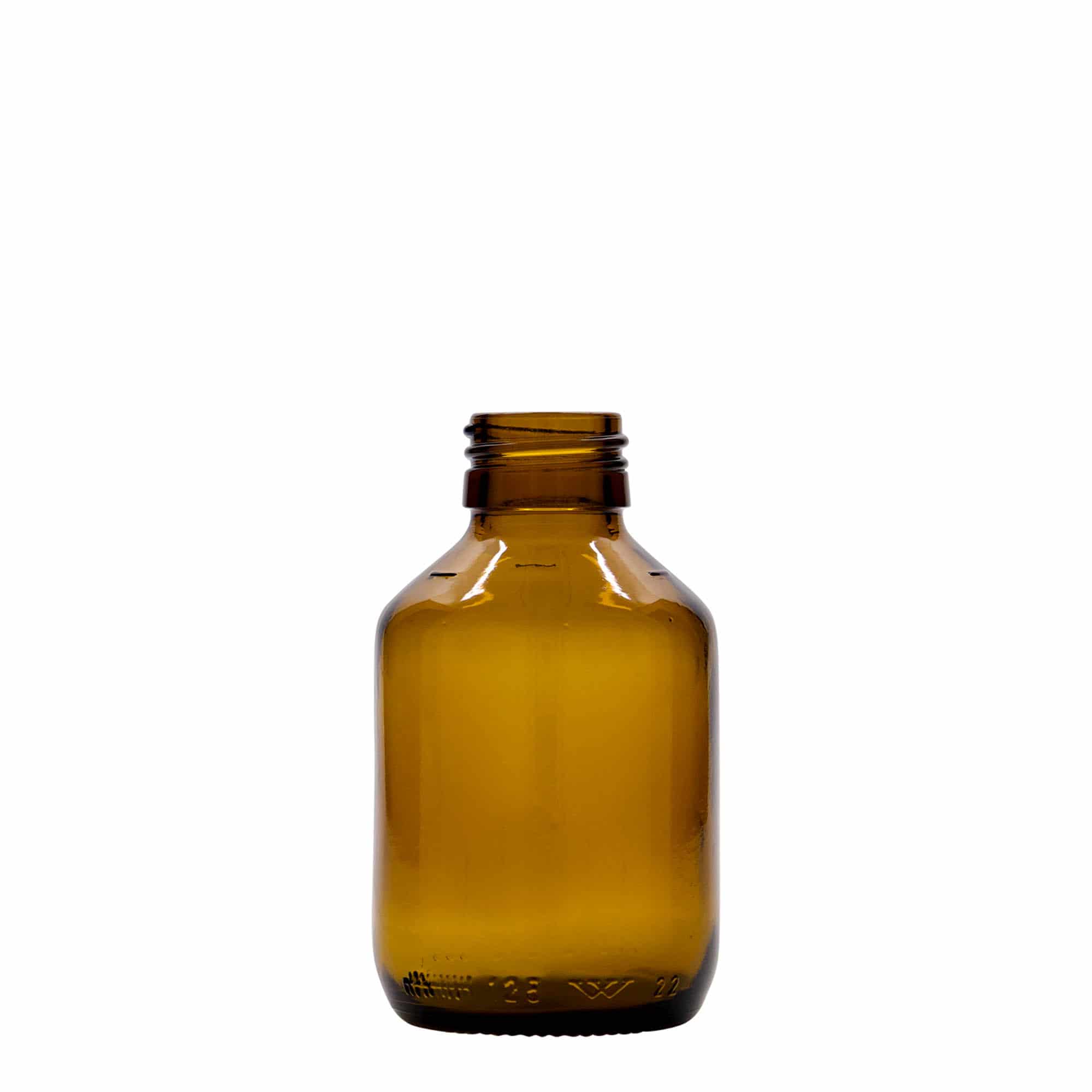 Lékovka 125 ml, hnědá, sklo, ústí: PP 28 Lékovka 125 ml, hnědá, sklo, ústí: PP 28