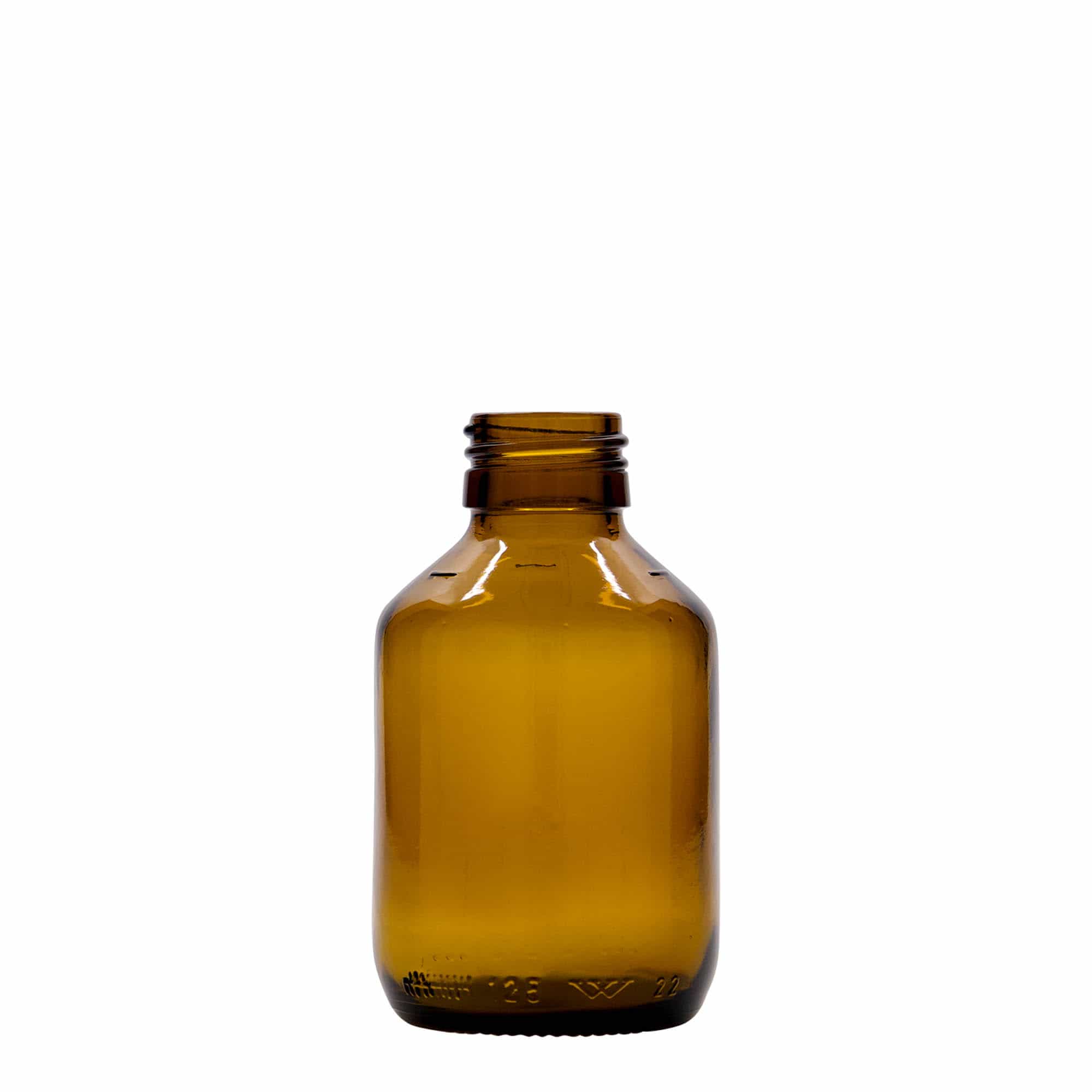 125 ml lékovka, hnědá, sklo, hrdlo: PP 28