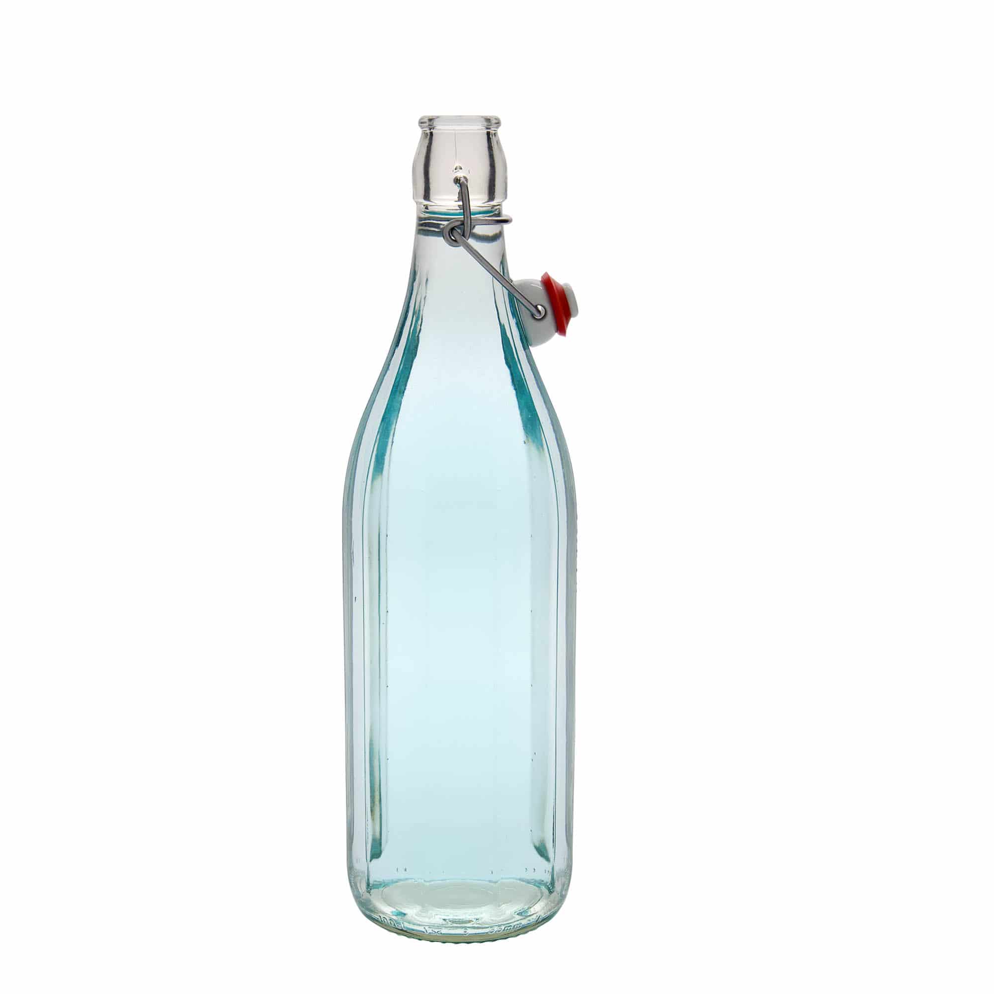 Skleněná lahev 1000 ml 'Bravo', desetiúhelníková, uzávěr: třmenový uzávěr