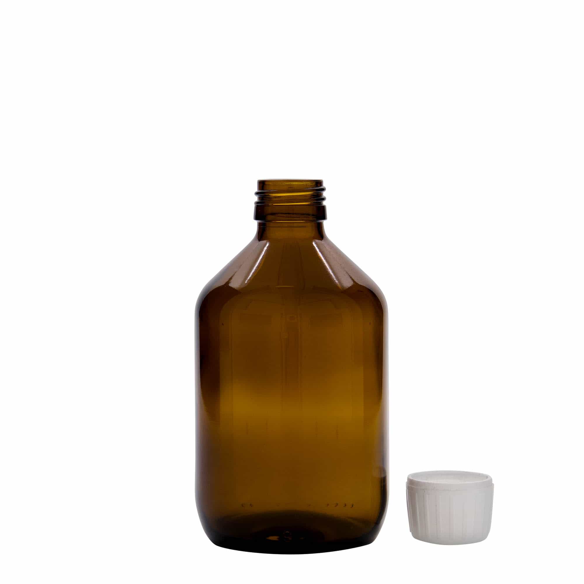Lékovka 300 ml, hnědá, sklo, ústí: PP 28