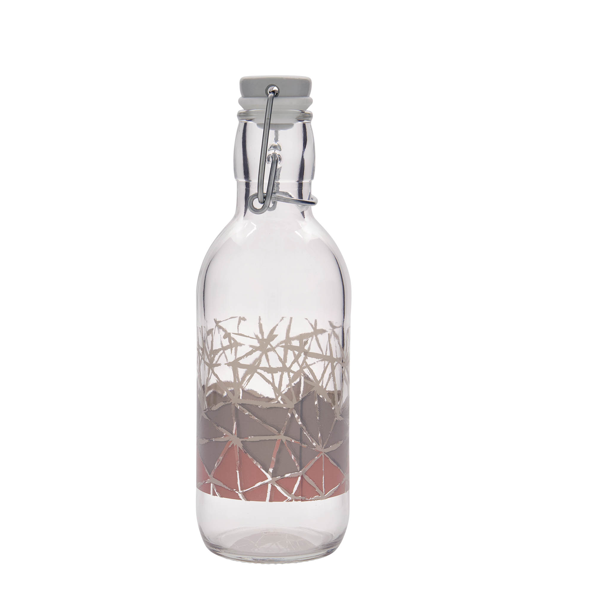 500 ml skleněná láhev Emilia potisk „Manolibera rosa“, hrdlo: závěsný uzávěr