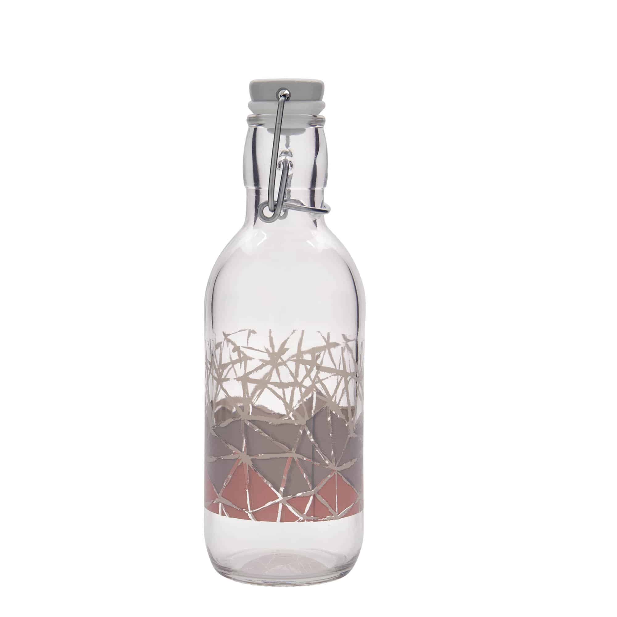 500 ml skleněná láhev Emilia potisk „Manolibera rosa“, hrdlo: závěsný uzávěr