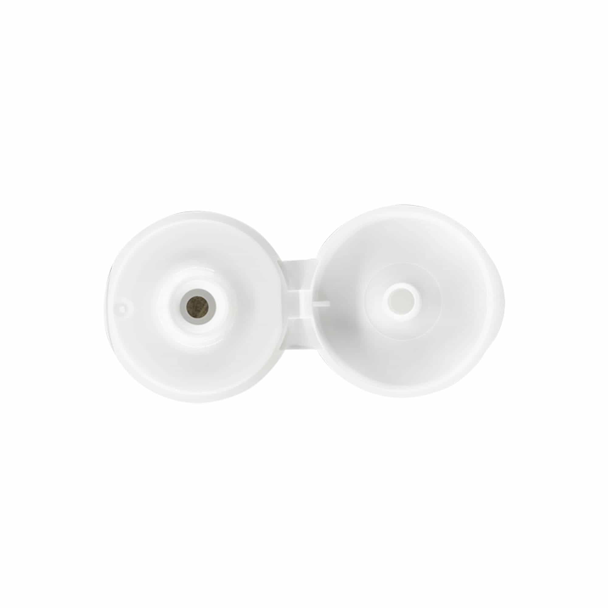 Šroubovací uzávěr s kloubem, bílý PP plast, pro hrdlo: 24/410
