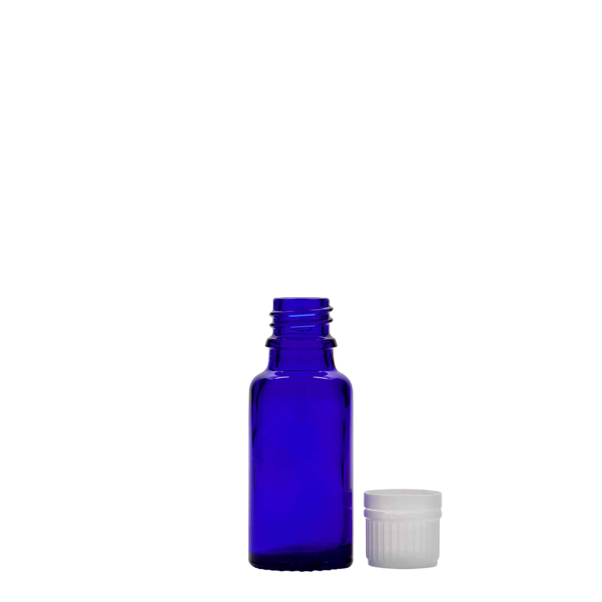 20 ml lékovka, sklo, královská modř, hrdlo: DIN 18