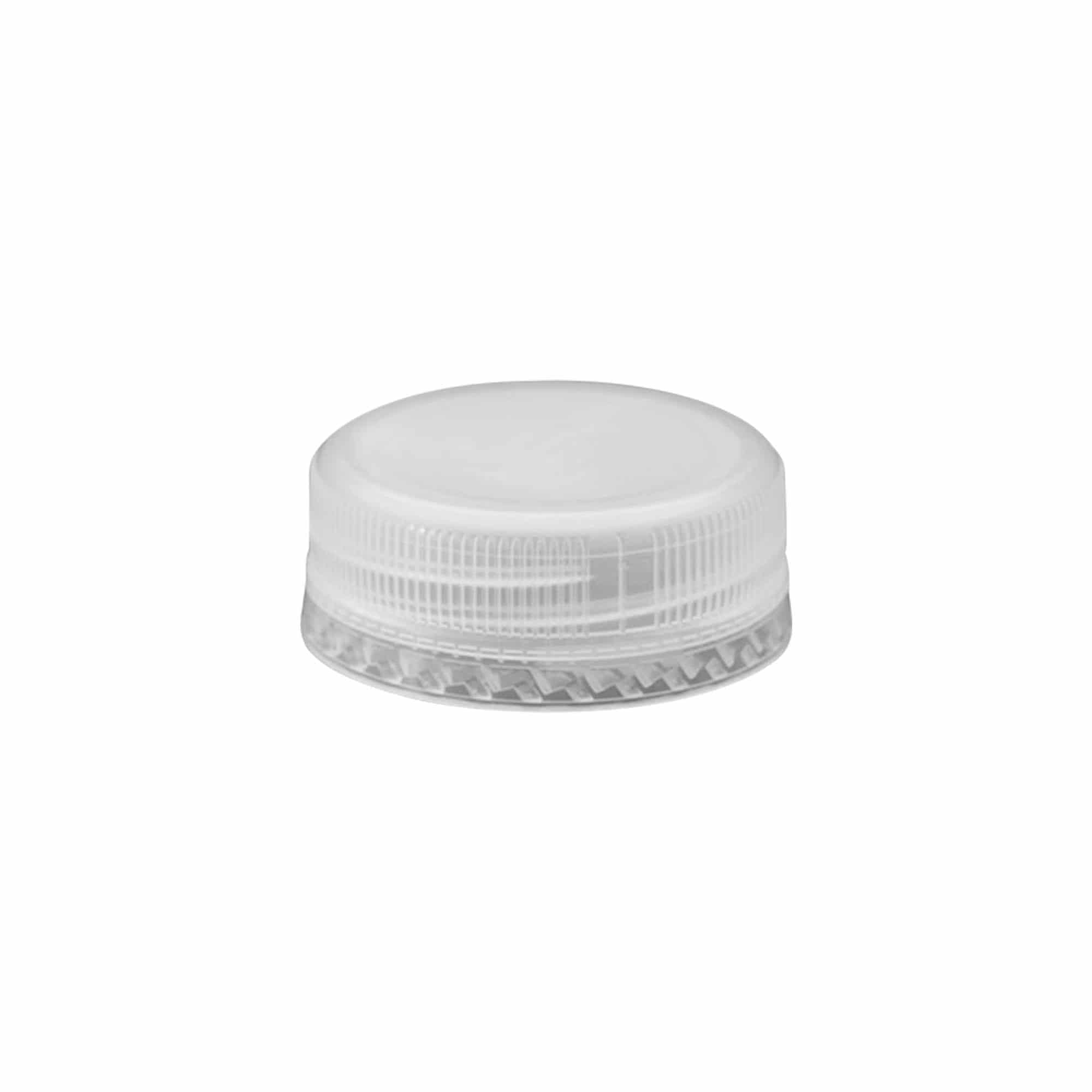 Šroubovací uzávěr s dvojitým závitem, PE plast, bílý, pro hrdlo: PET 38 mm