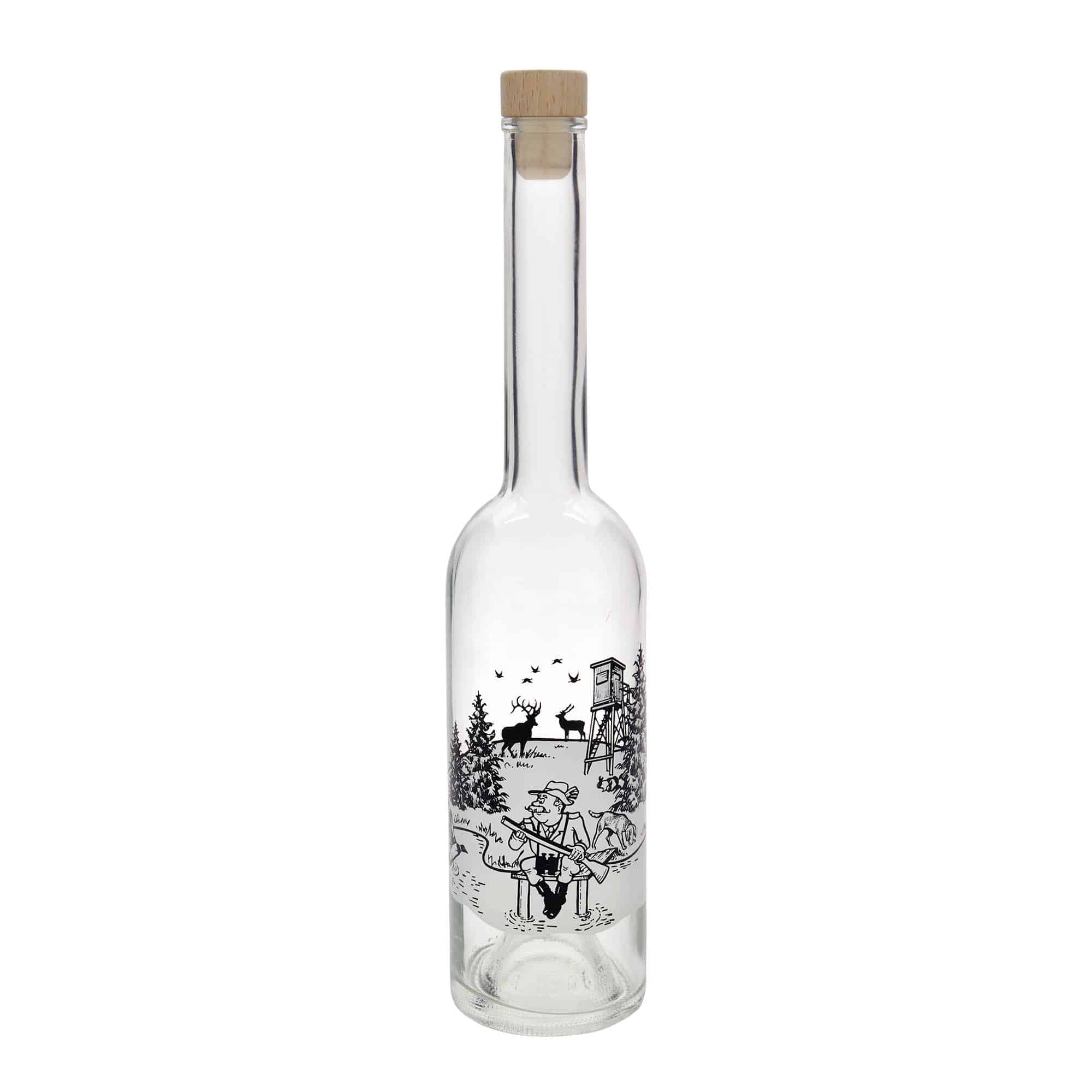 Skleněná lahev 500 ml 'Opera', motiv: Myslivec, uzávěr: korek