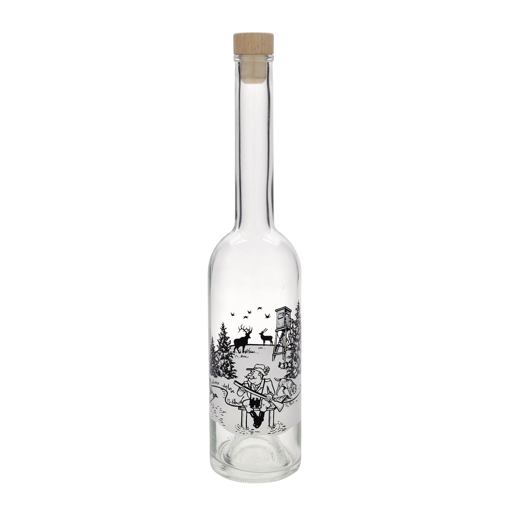 500 ml skleněná láhev 'Opera', motiv: Lovec, hrdlo: korek