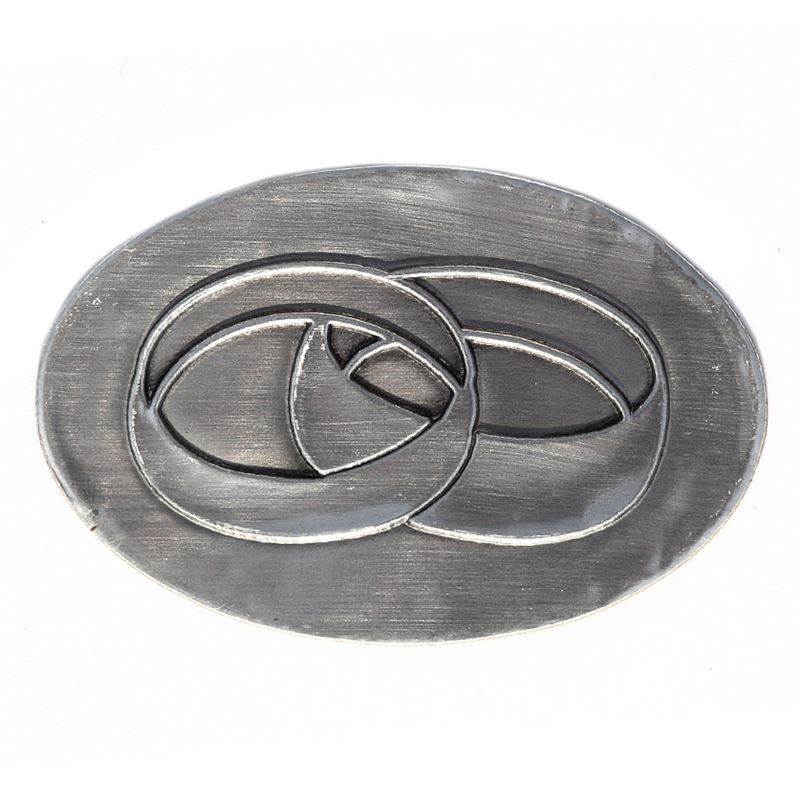Cínový štítek 'Snubní prsteny', oválný, kov, stříbrný