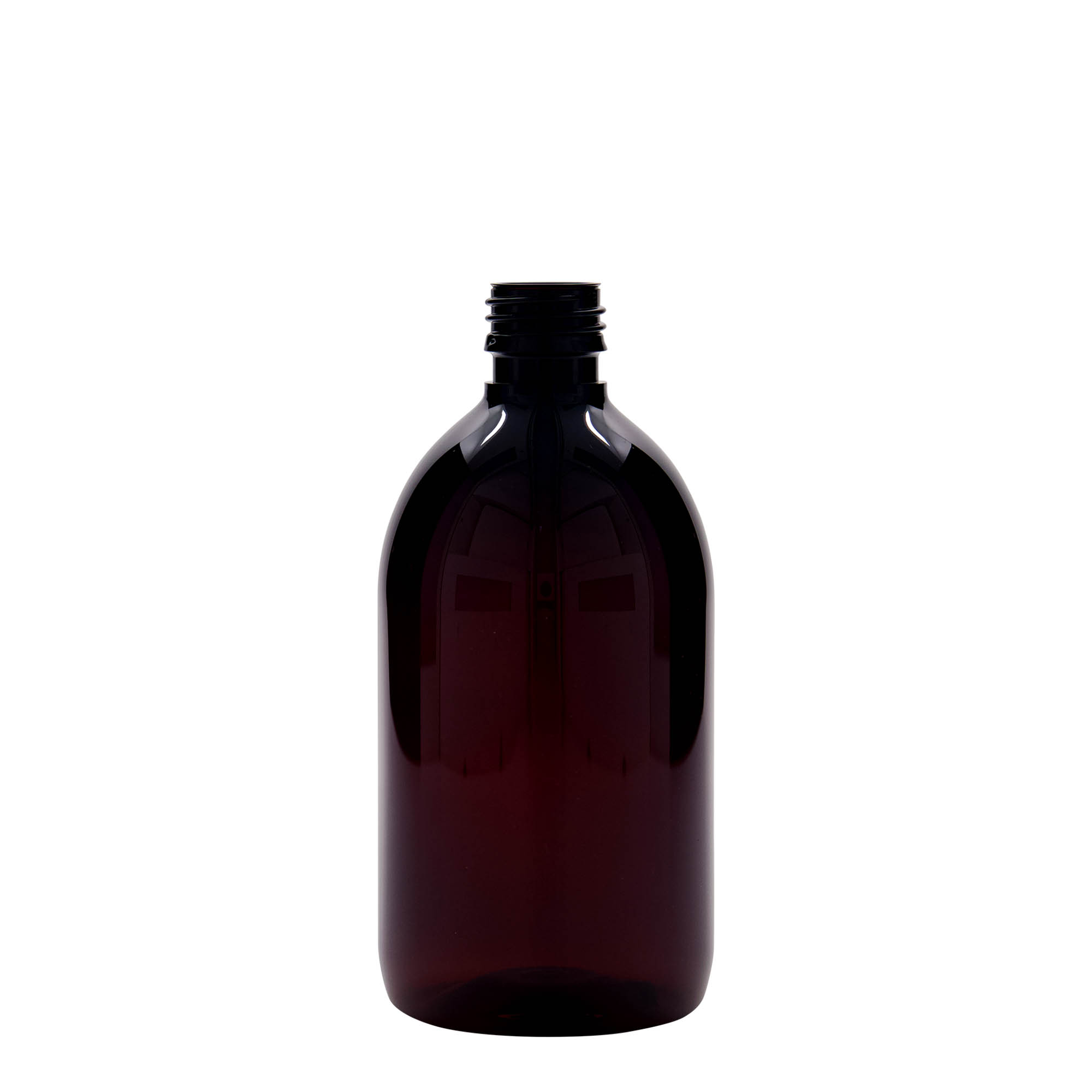 500 ml PET lékovka, hnědá, plast, hrdlo: PP 28