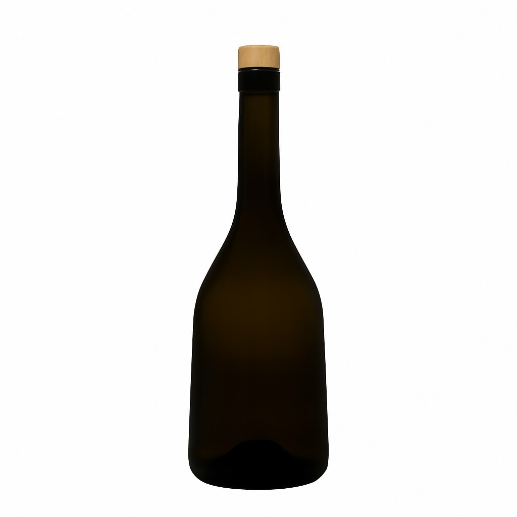 750 ml skleněná láhev 'Rustica', antikně zelená, hrdlo: korek