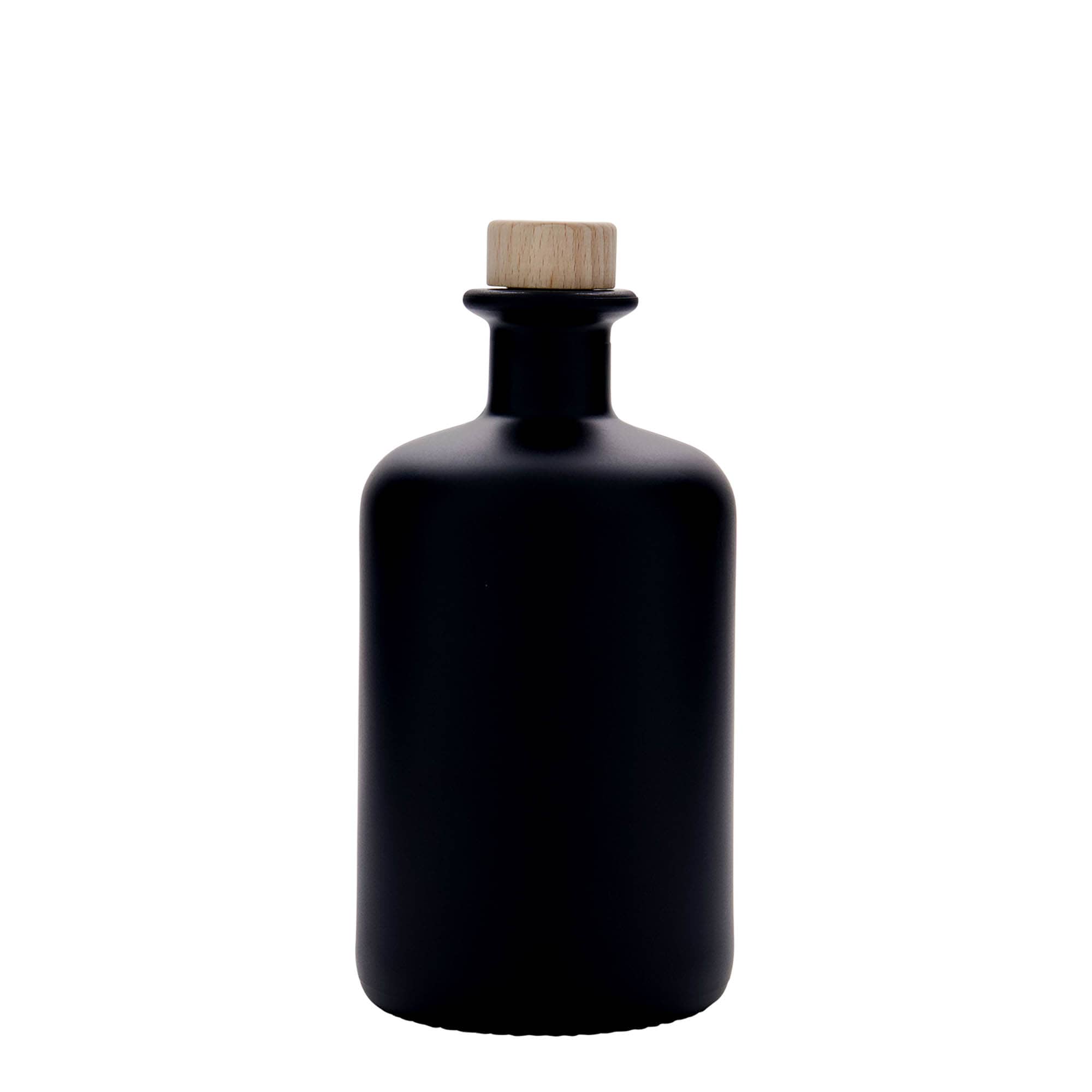 500 ml skleněná láhev lékárníka, černá, hrdlo: korek