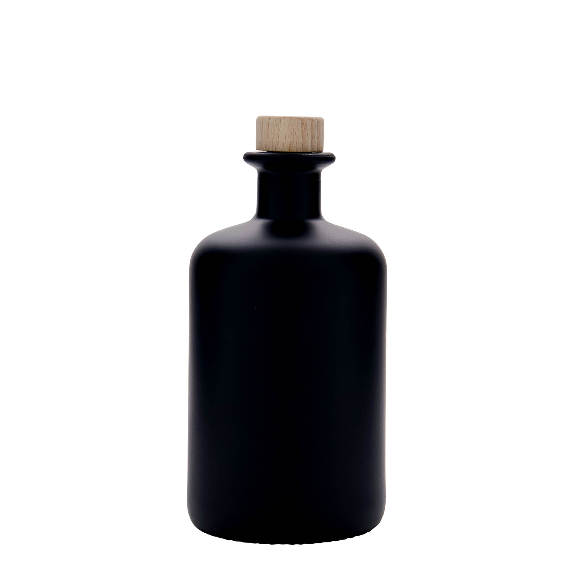 500 ml skleněná láhev lékárníka, černá, hrdlo: korek