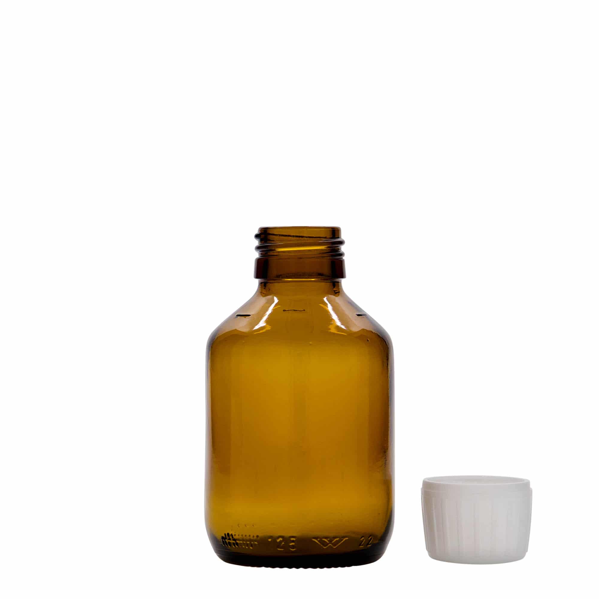 Lékovka 125 ml, hnědá, sklo, ústí: PP 28