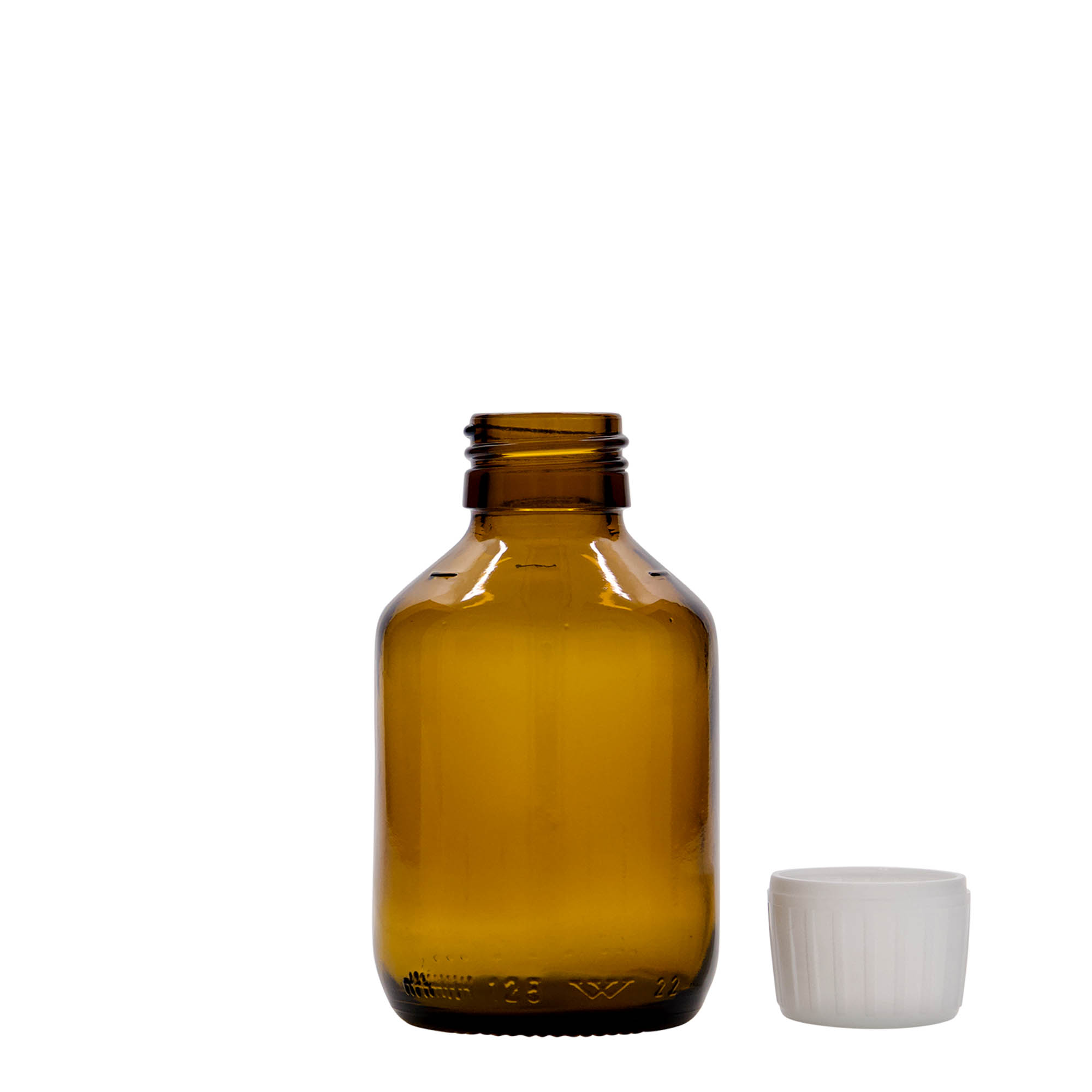125 ml lékovka, hnědá, sklo, hrdlo: PP 28