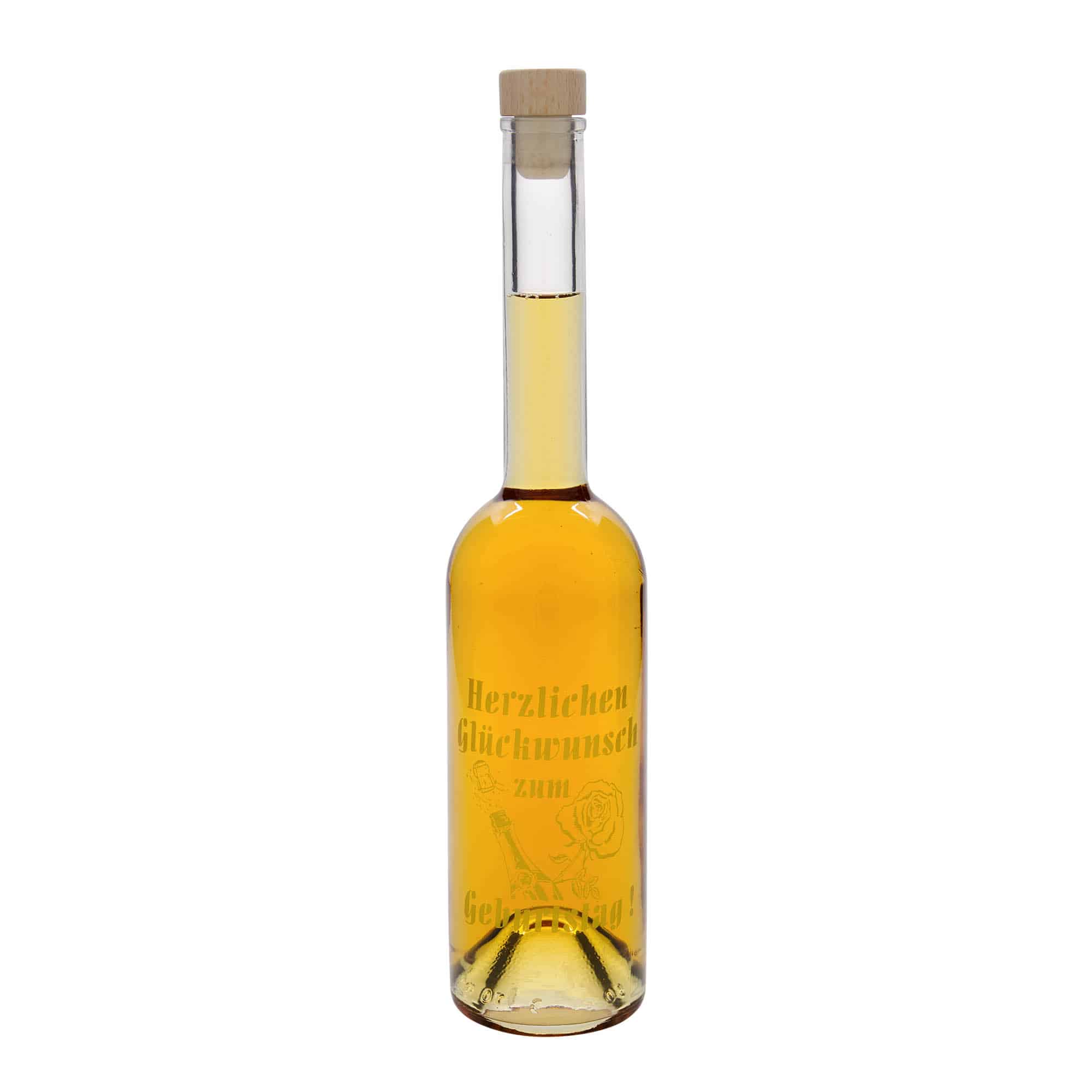 Skleněná lahev 500 ml 'Opera', motiv: Lahev k narozeninám, uzávěr: korek