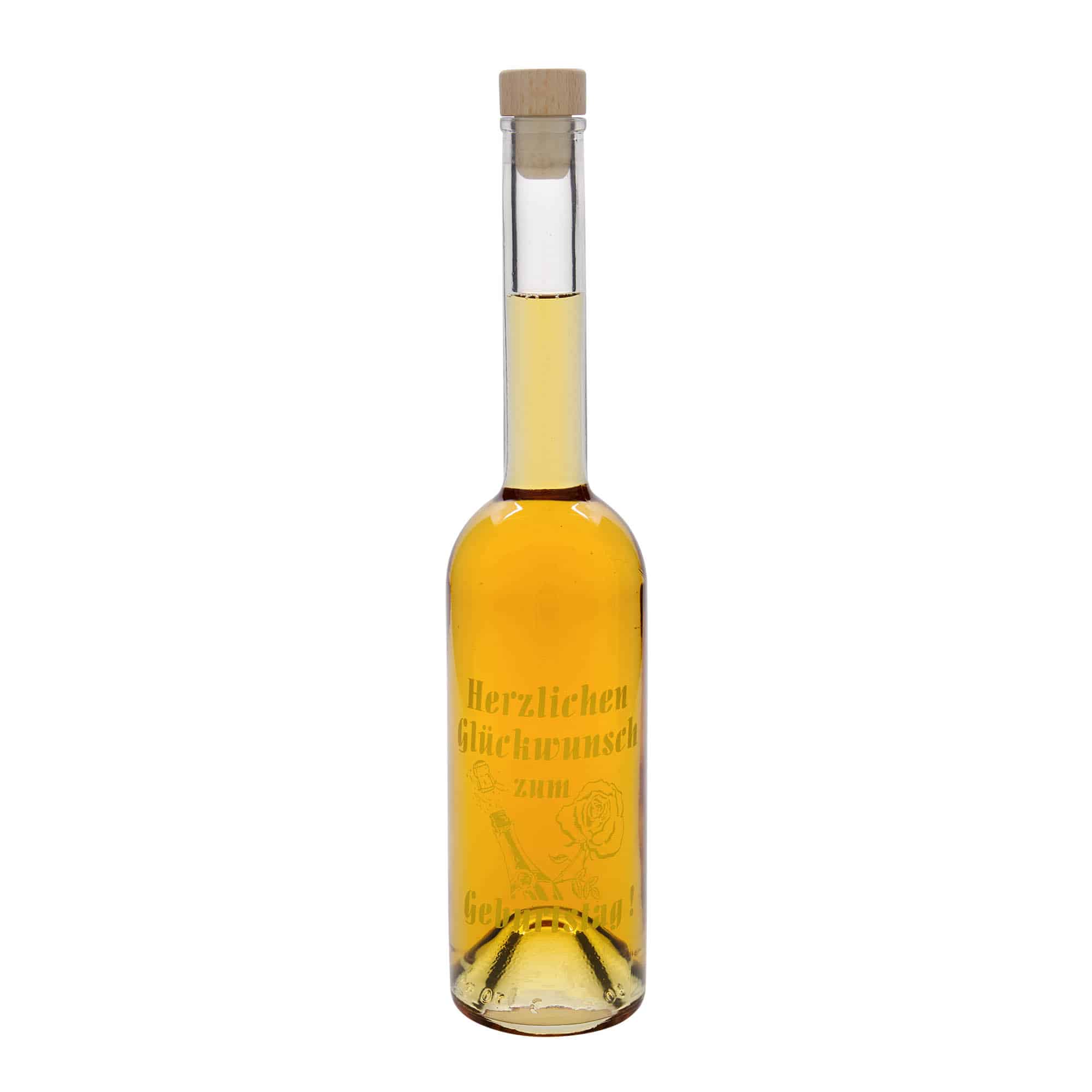 500 ml skleněná láhev „Opera“, motiv: narozeninová láhev, hrdlo: korek