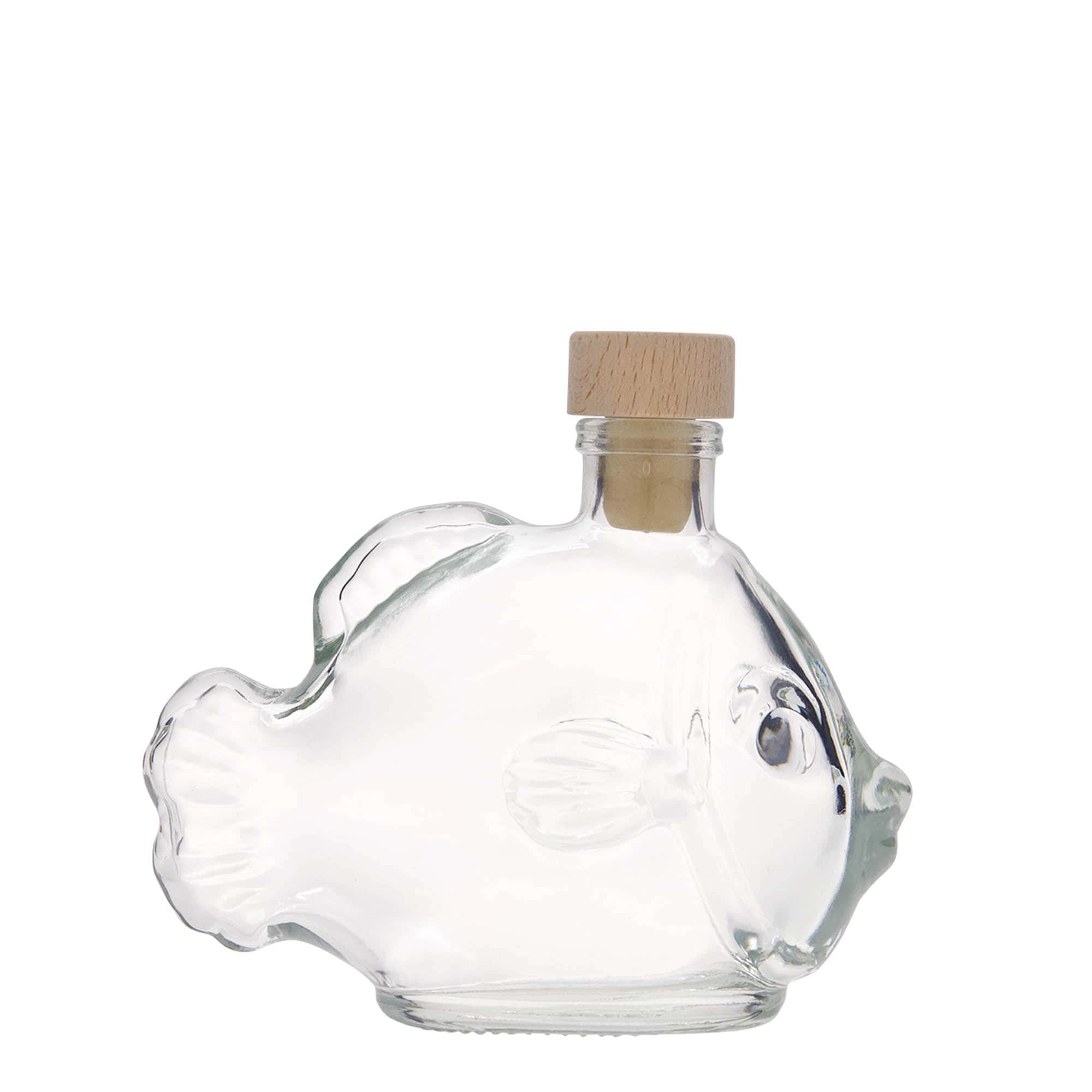 Skleněná lahev 200 ml 'Ryba', uzávěr: korek