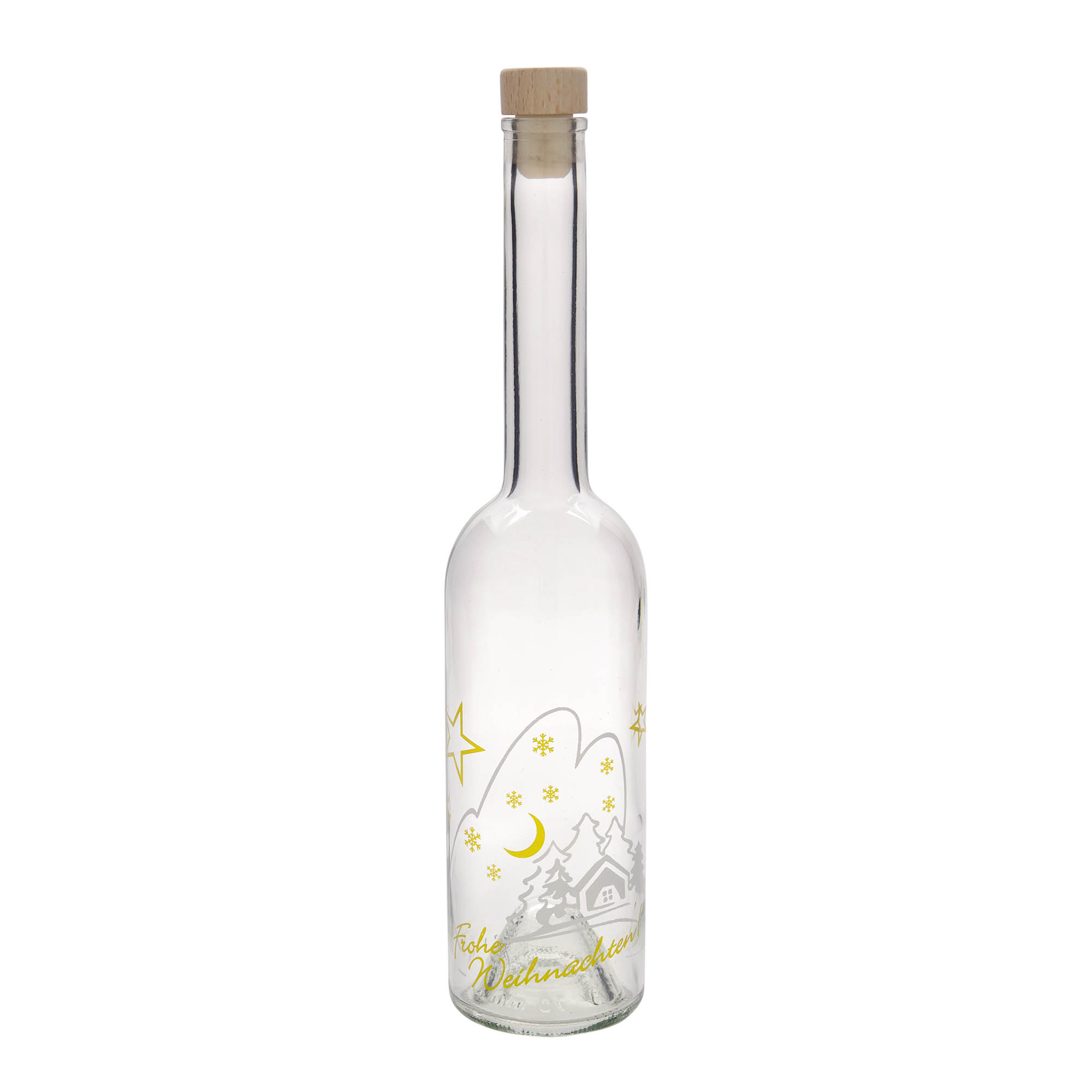 500 ml skleněná láhev 'Opera', motiv: vánoční idyla, hrdlo: korek