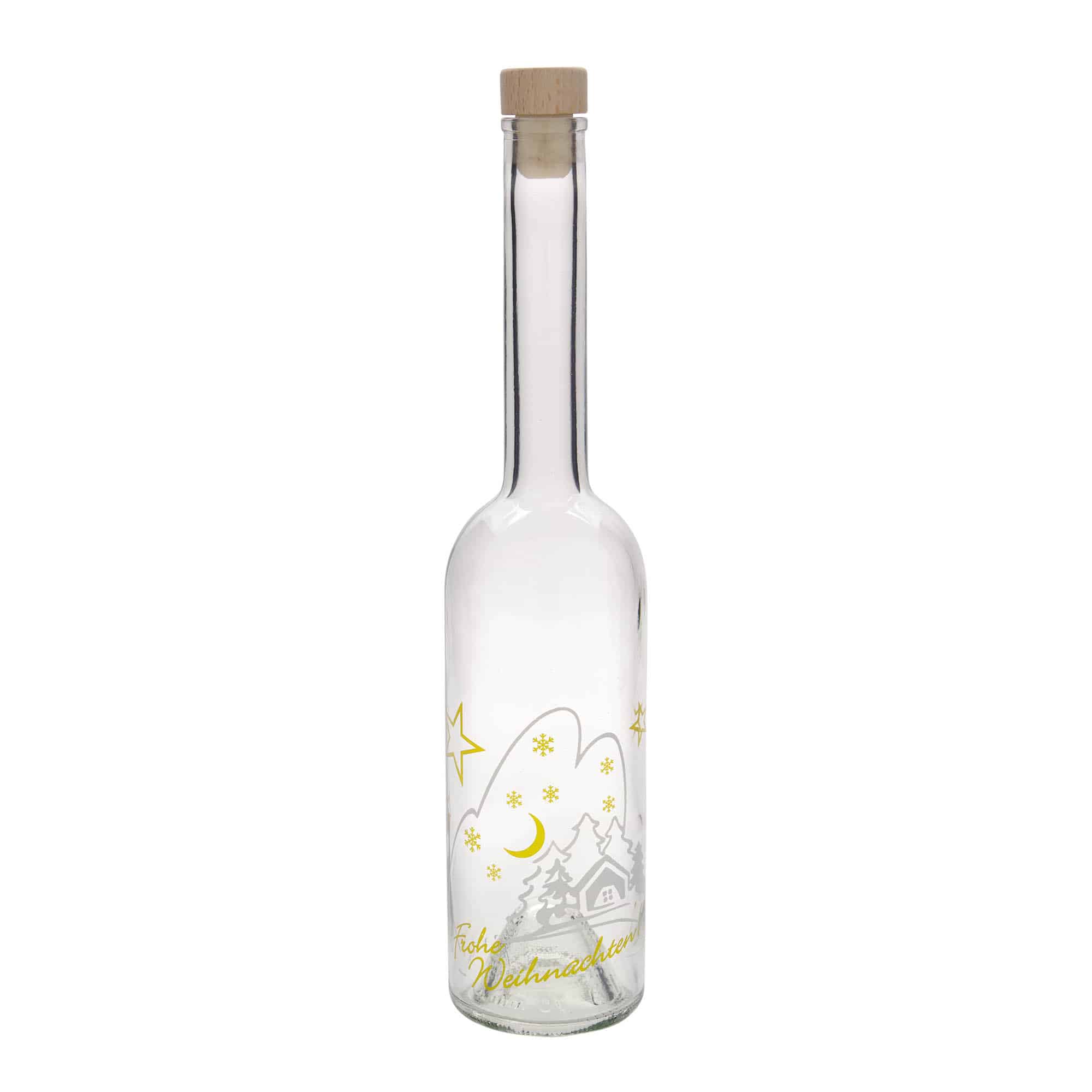 500 ml skleněná láhev 'Opera', motiv: vánoční idyla, hrdlo: korek
