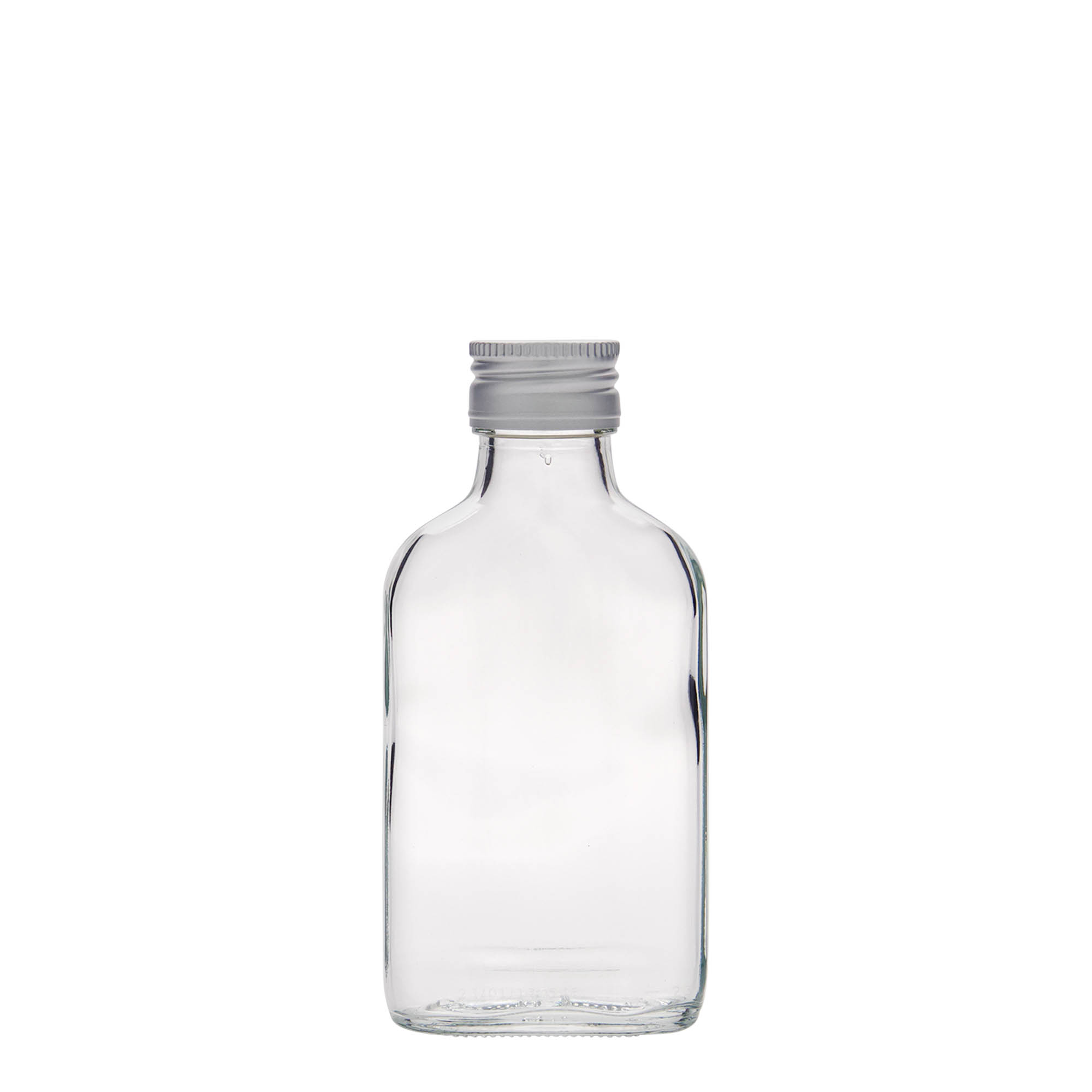 100 ml kapesní lahvička, obdélníková, sklo, hrdlo: PP 28 100 ml kapesní lahvička, obdélníková, sklo, hrdlo: PP 28