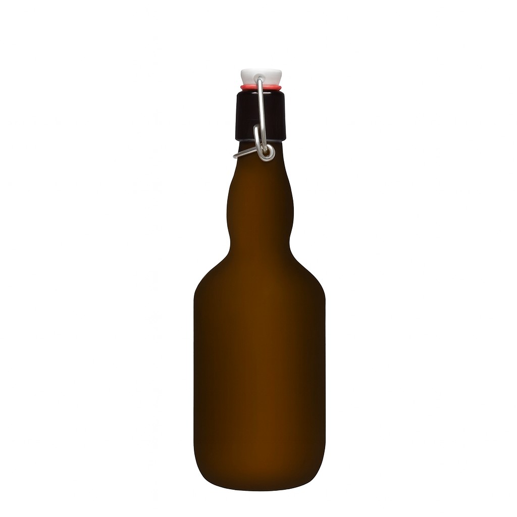 500 ml pivní láhev s krkem, sklo, antikně zelená, hrdlo: uzávěr s pákou 500 ml pivní láhev s krkem, sklo, antikně zelená, hrdlo: uzávěr s pákou