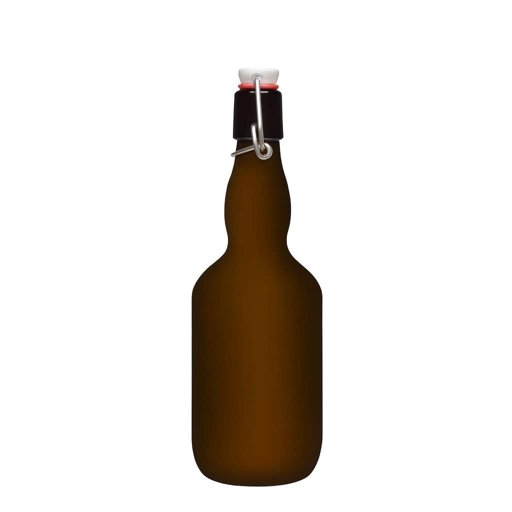 500 ml pivní láhev s krkem, sklo, antikně zelená, hrdlo: uzávěr s pákou