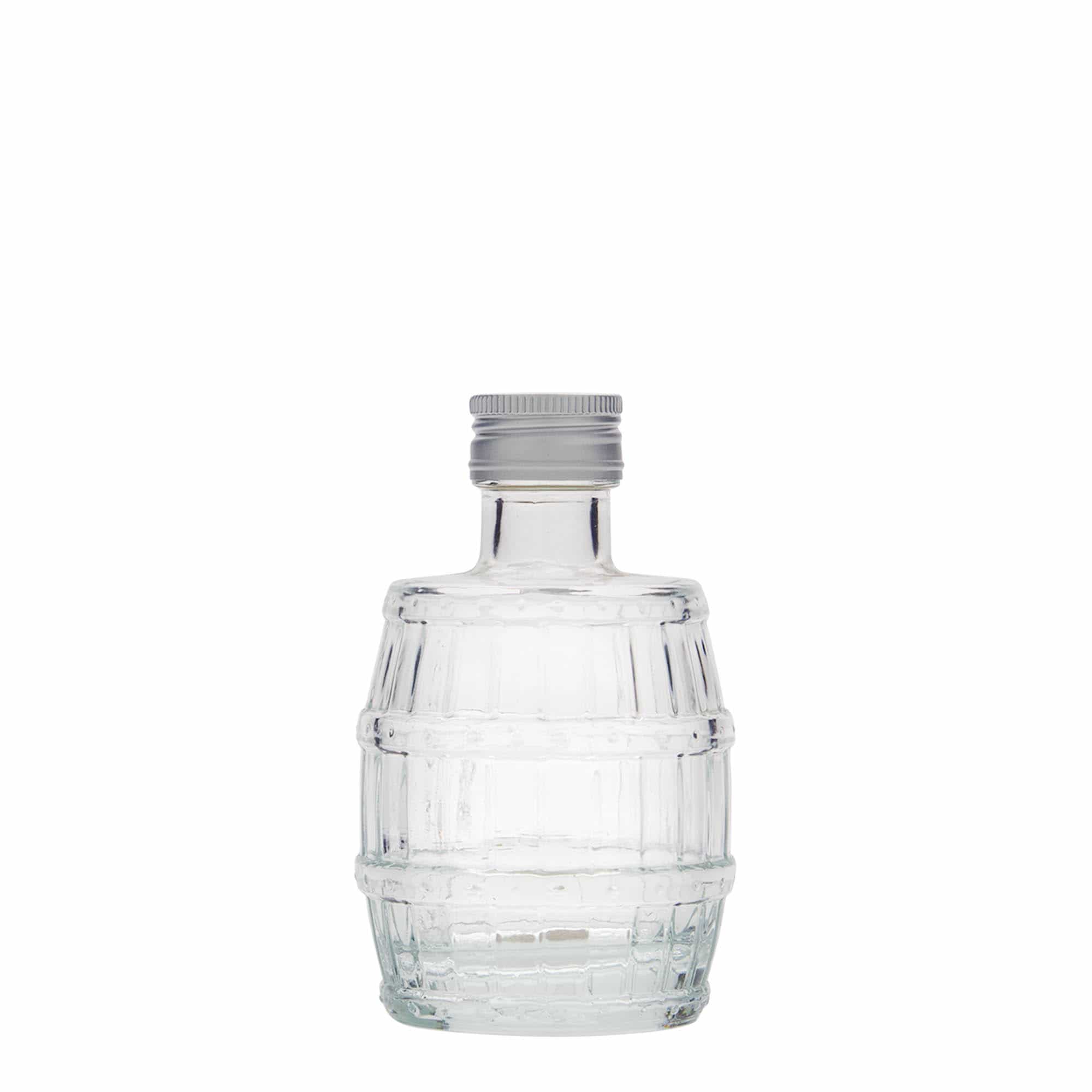 100 ml skleněná láhev „sud“, hrdlo: PP 24 100 ml skleněná láhev „sud“, hrdlo: PP 24