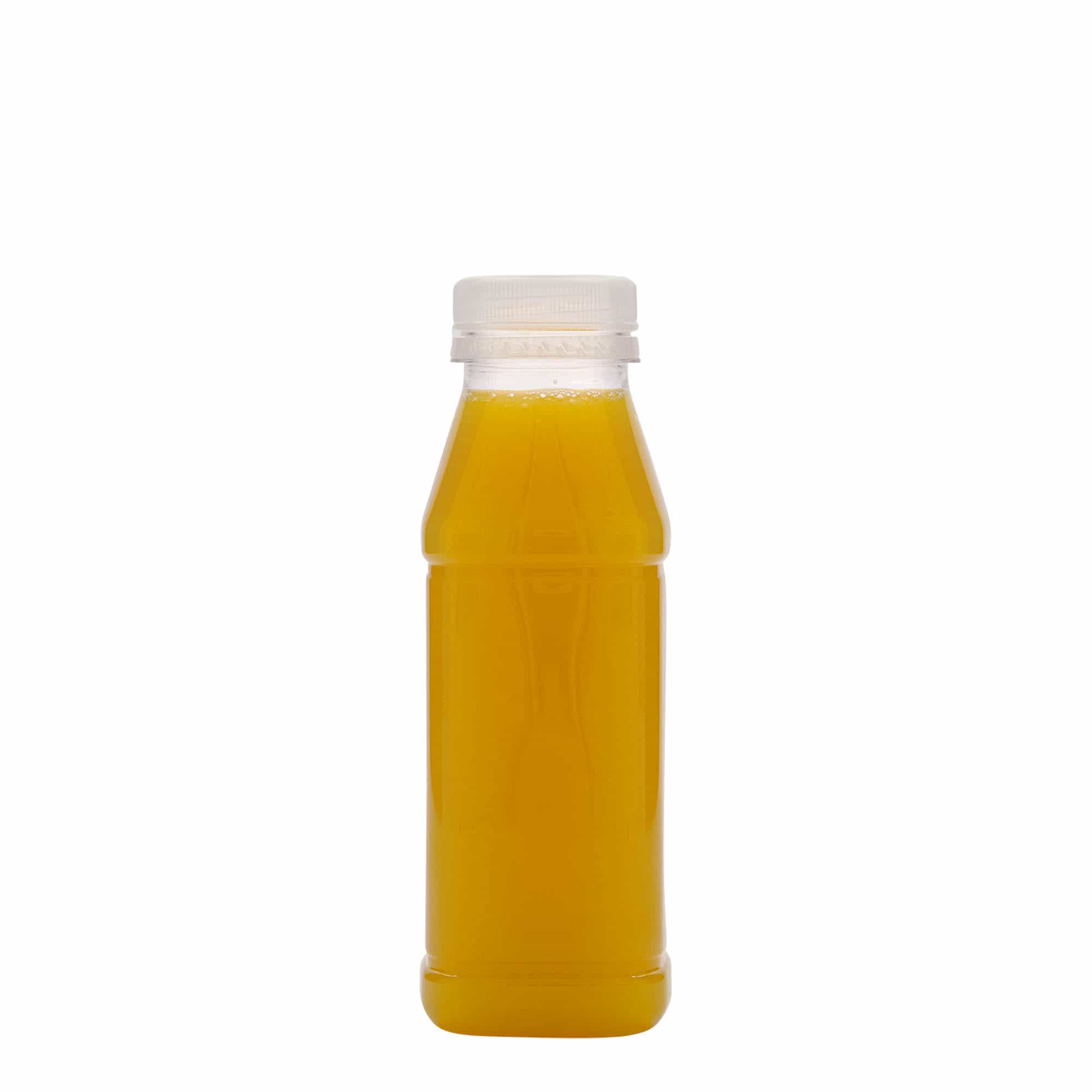PET lahev 330 ml 'Milk and Juice Carré', čtvercová, plast, ústí: 38 mm