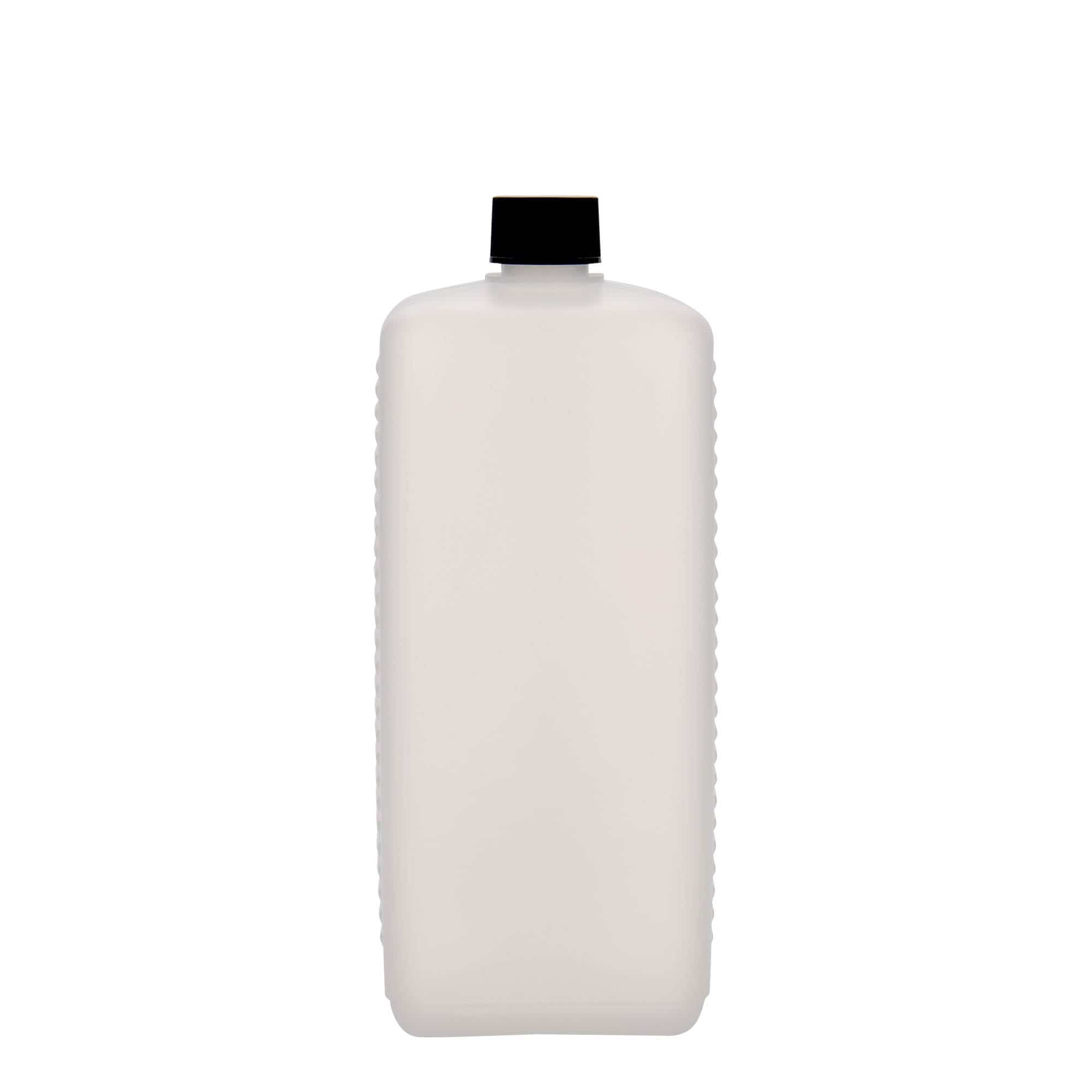 Kanystr 1000 ml, hranatý, plast HDPE, přírodní, uzávěr: DIN 25 EPE