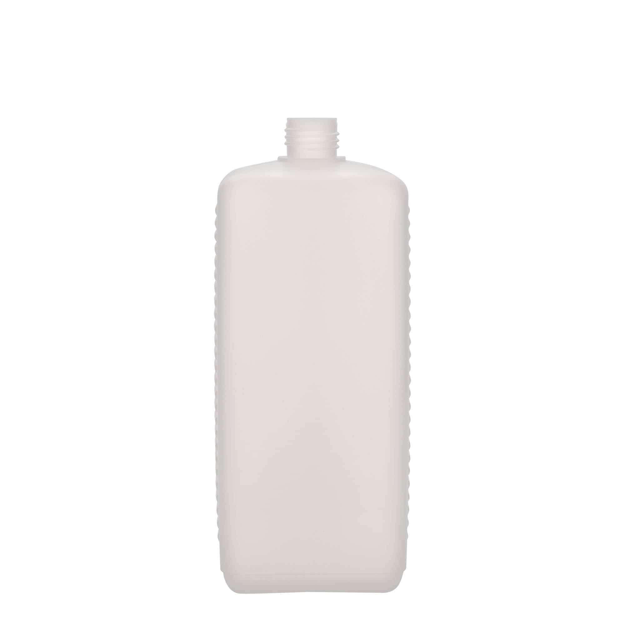 Kanystr 1000 ml, hranatý, plast HDPE, přírodní, uzávěr: DIN 25 EPE