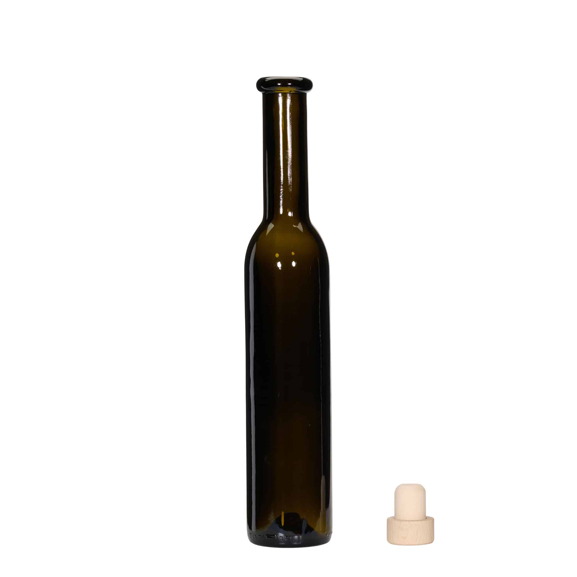 250 ml skleněná láhev 'Rocky', antikzelená, hrdlo: korek