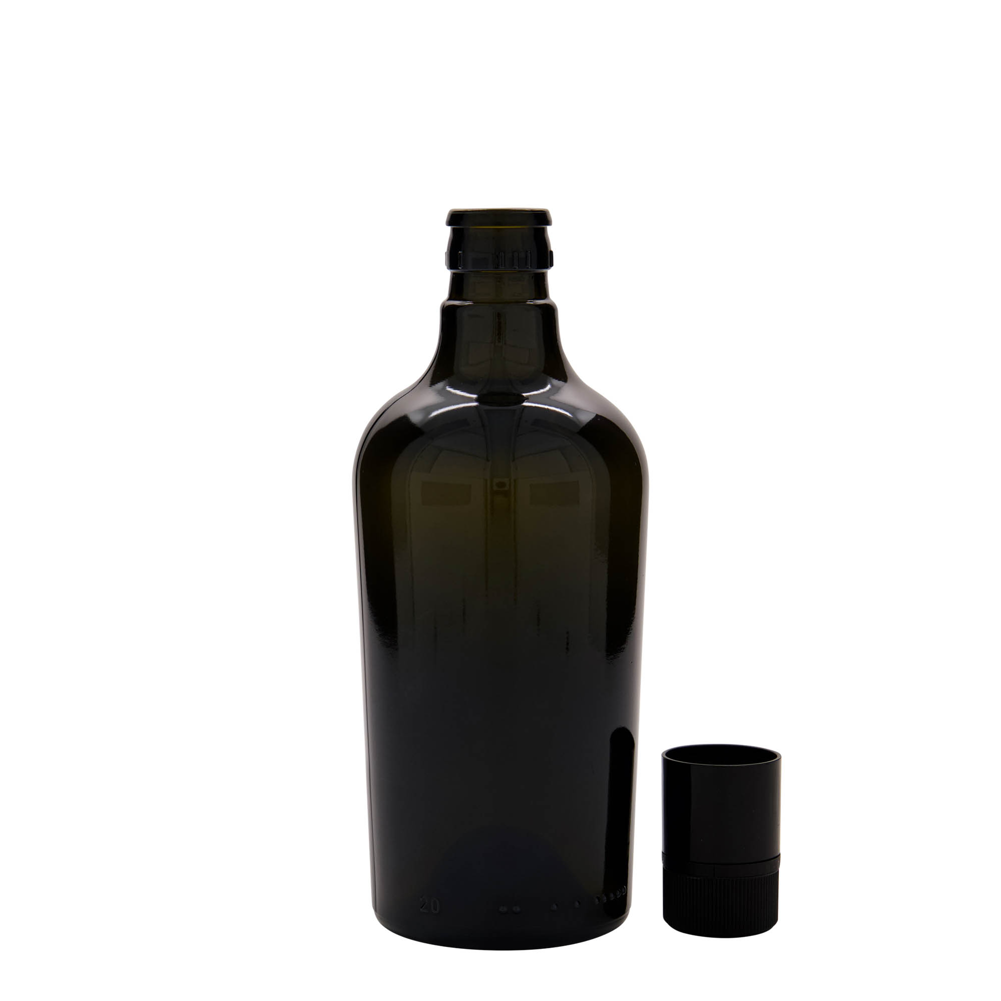 500 ml láhev na ocet/olej 'Oleum', sklo, antik zelená, hrdlo: DOP 500 ml láhev na ocet/olej 'Oleum', sklo, antik zelená, hrdlo: DOP